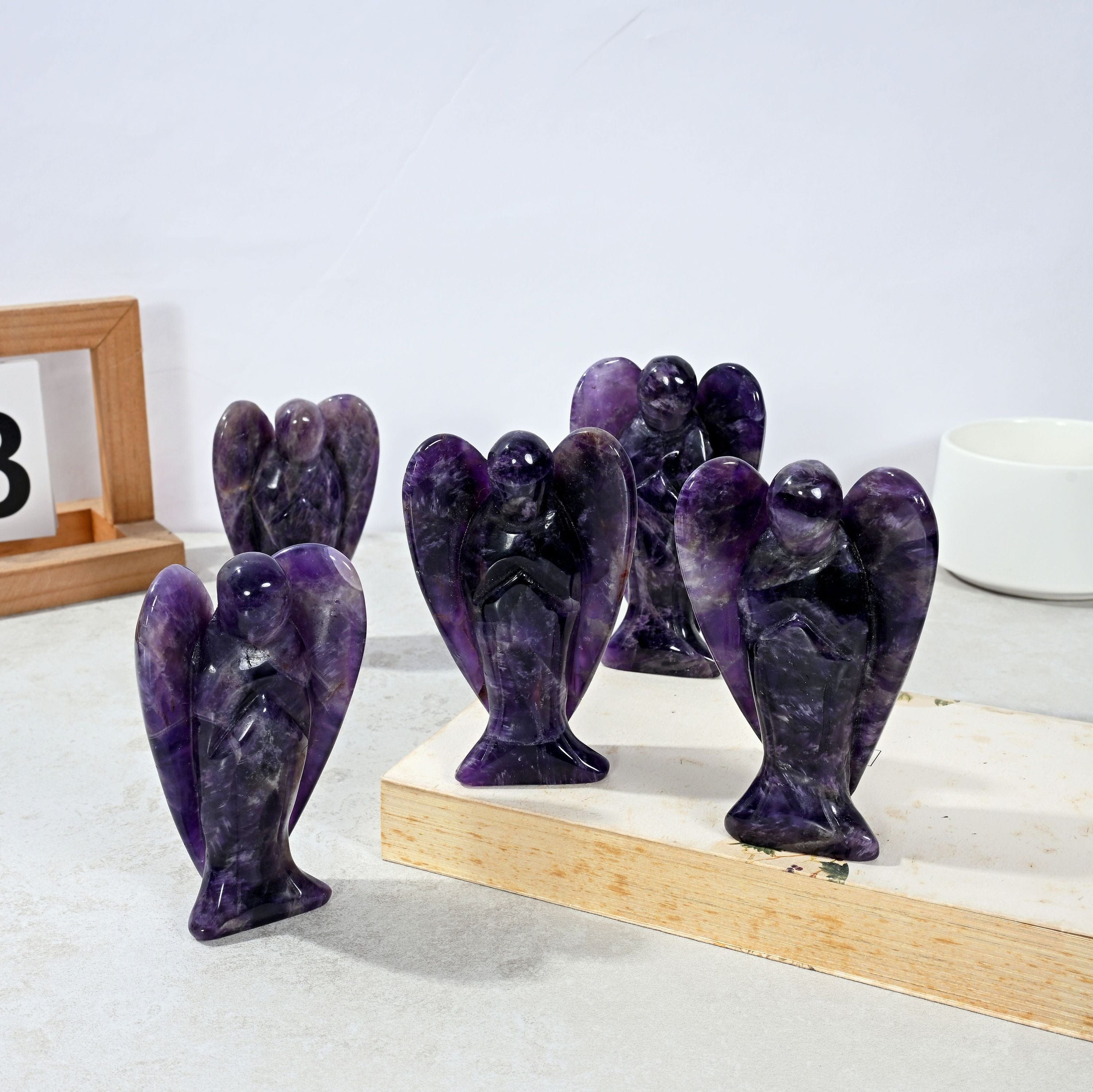 Kalifano Gemstone Carvings 3" Amethyst Angel Natural Gemstone Carving CV52-A-AM