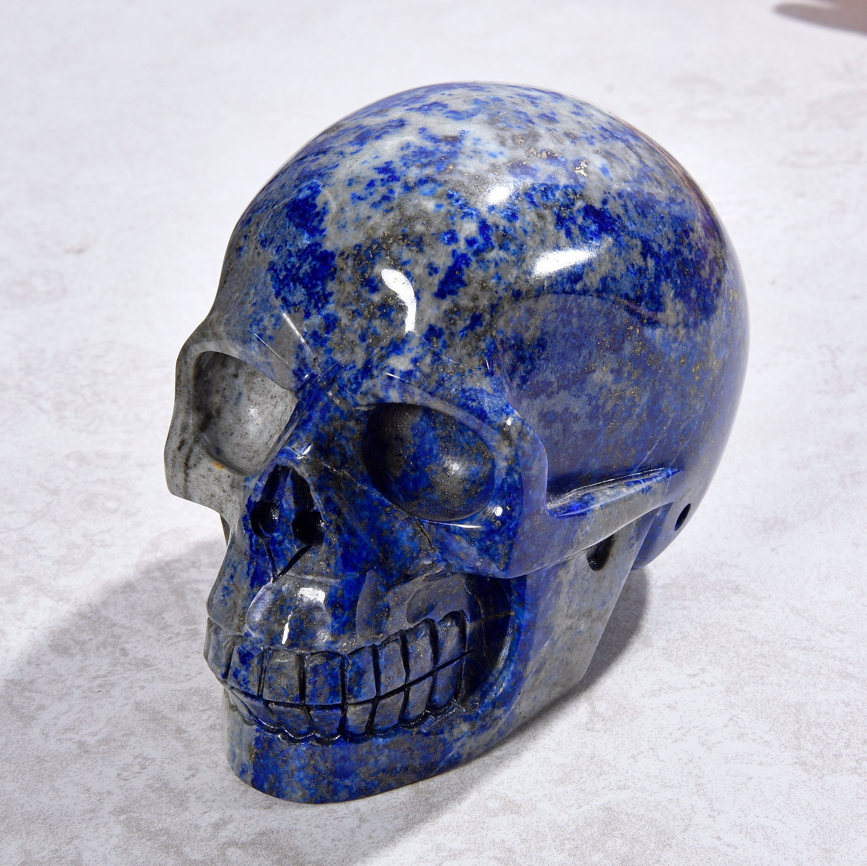 KALIFANO Gemstone Carvings 3" Natural Lapis Skull Gemstone Carving CVLSK.1900.01