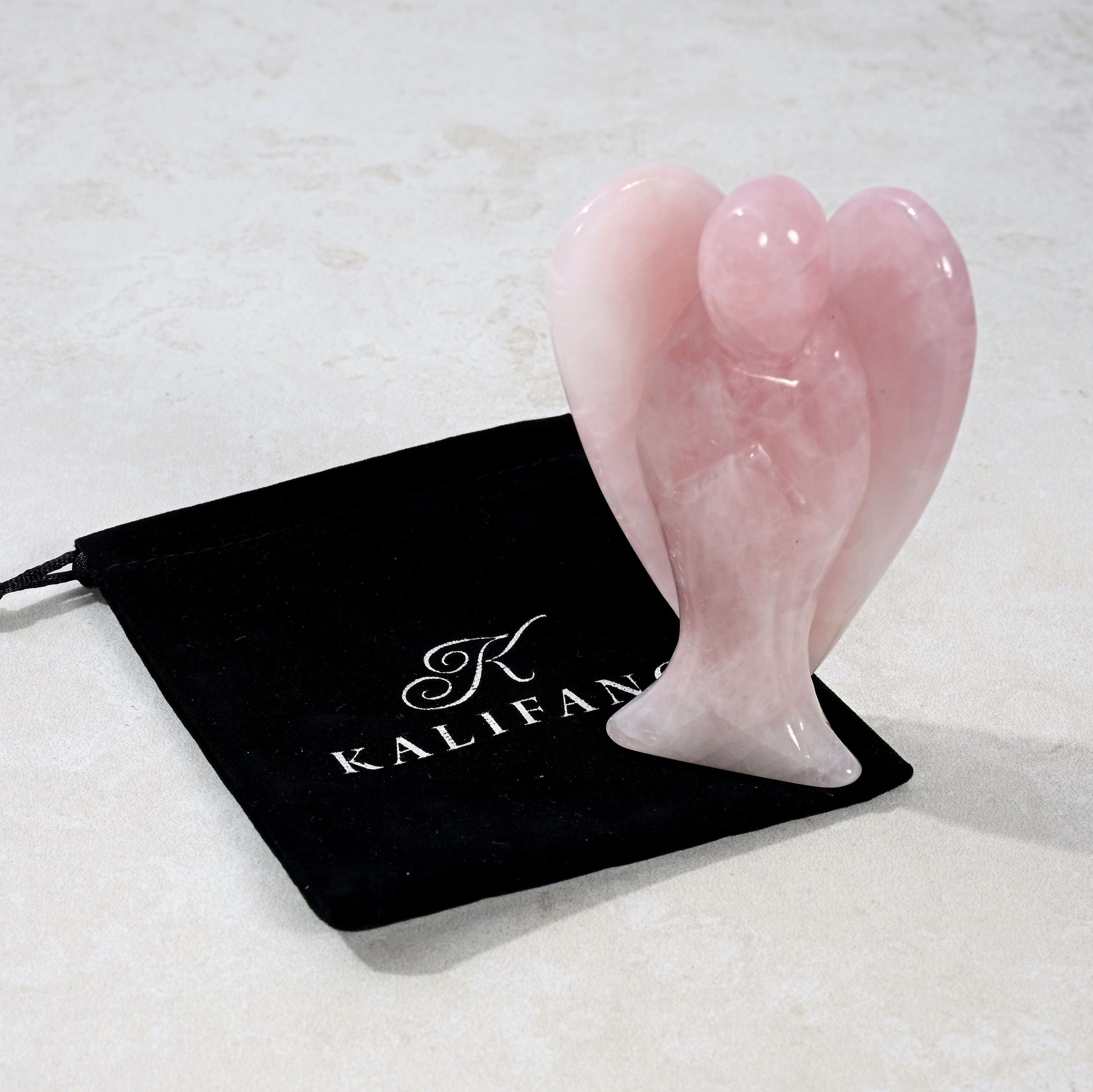 Kalifano Gemstone Carvings 3" Rose Quartz Angel Natural Gemstone Carving CV52-A-RQ