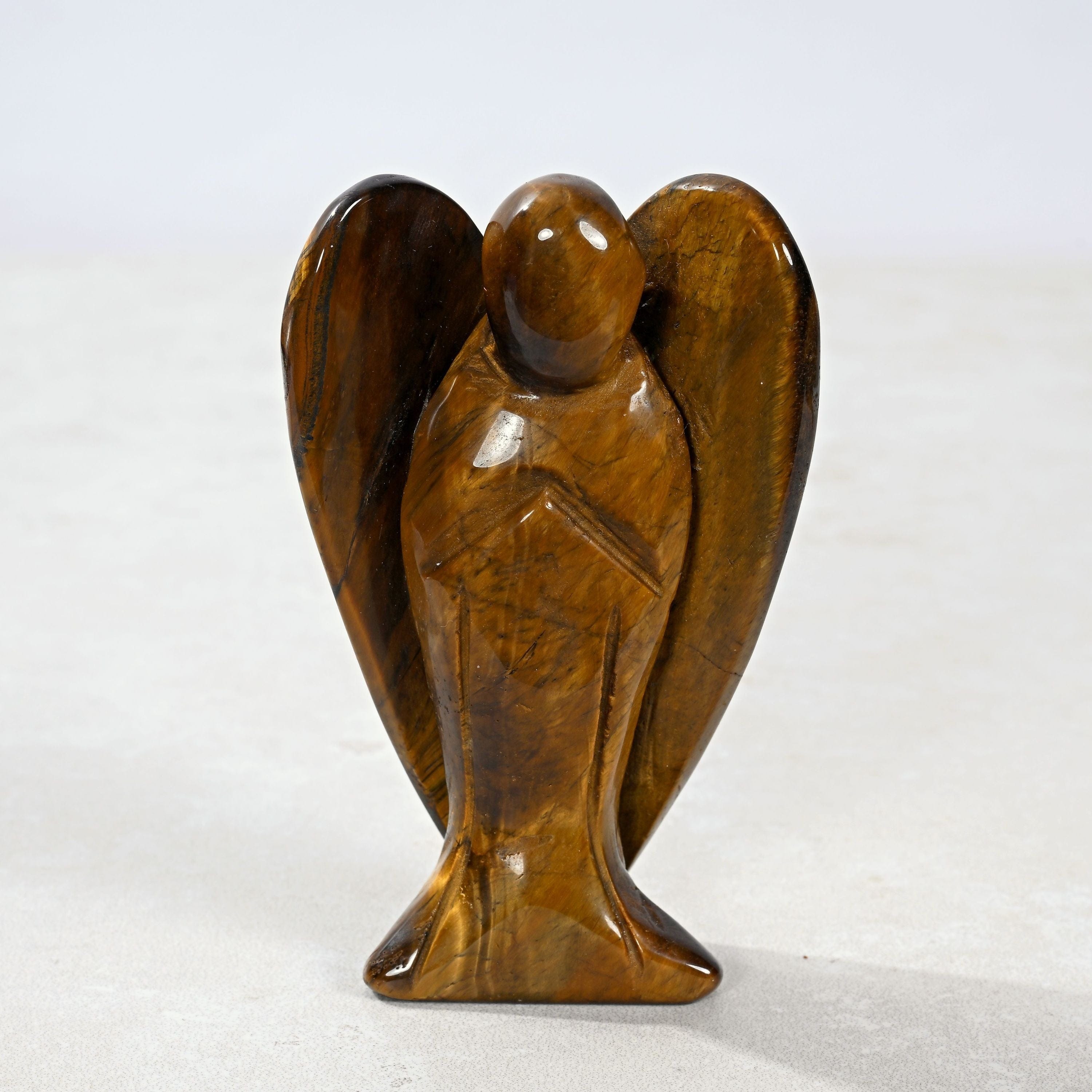 Kalifano Gemstone Carvings 3" Tiger Eye Angel Natural Gemstone Carving CV52-A-TE