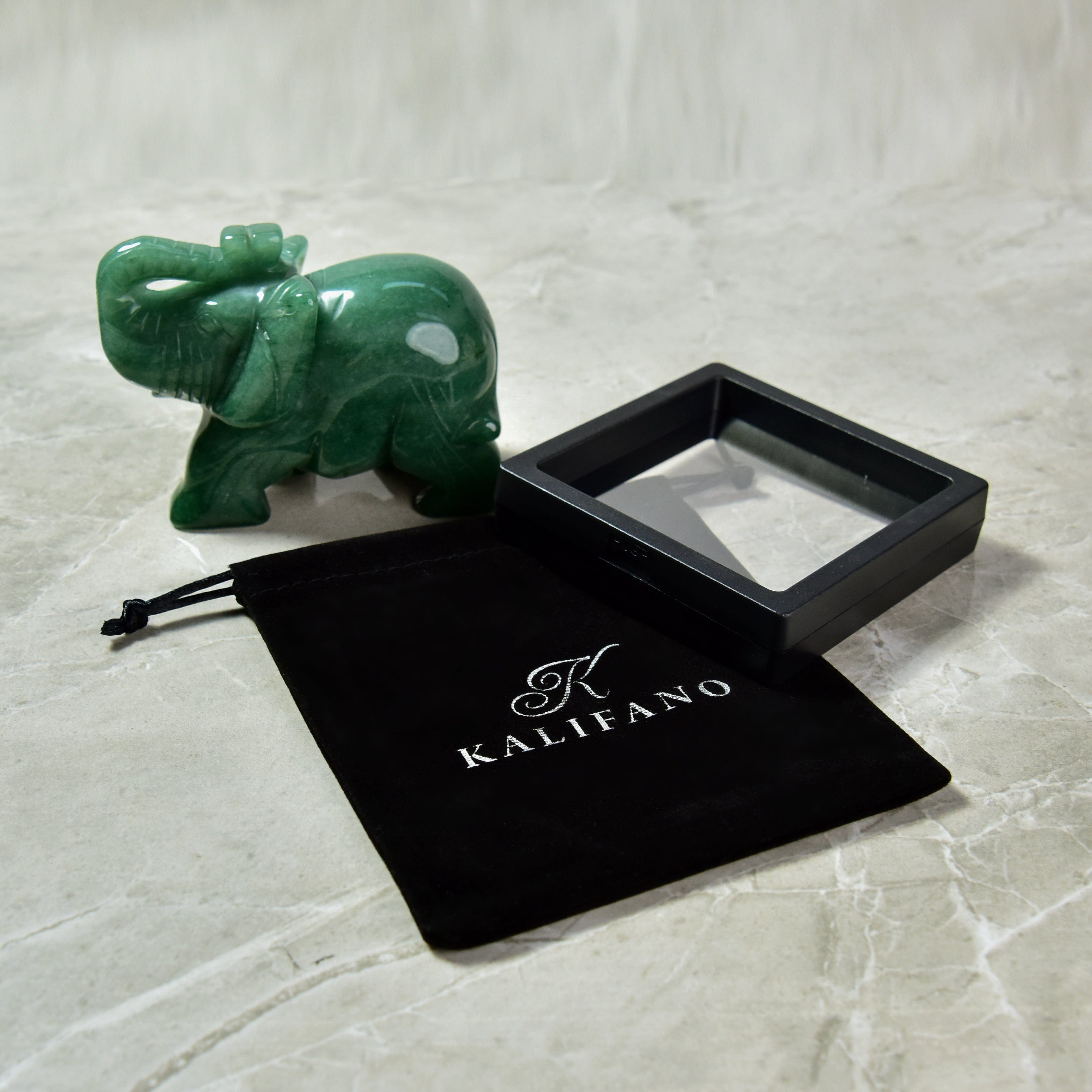 KALIFANO Gemstone Carvings 4" Aventurine Elephant Natural Gemstone Carving CV140-E-AV