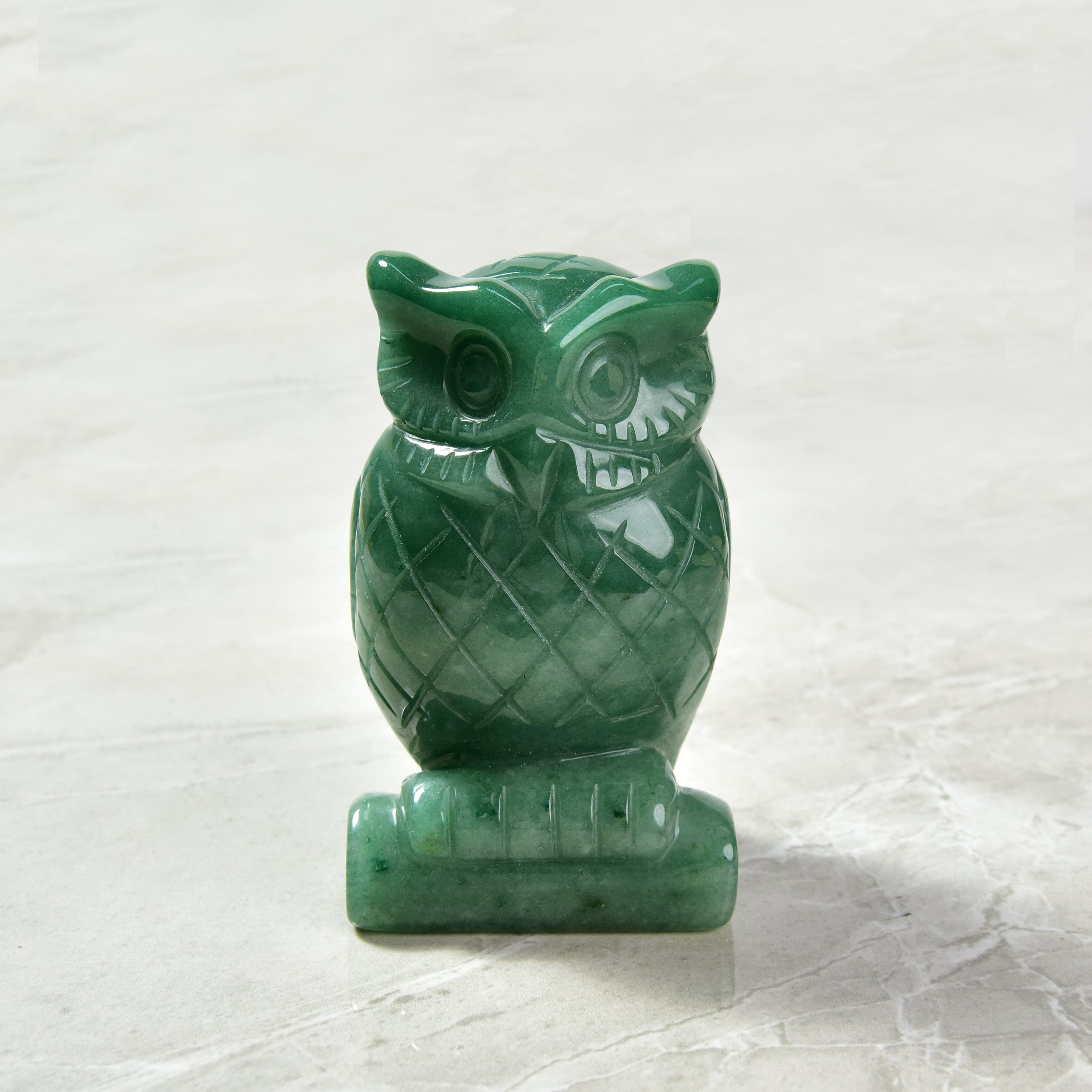 KALIFANO Gemstone Carvings 4" Aventurine Owl Natural Gemstone Carving CV140-O-AV