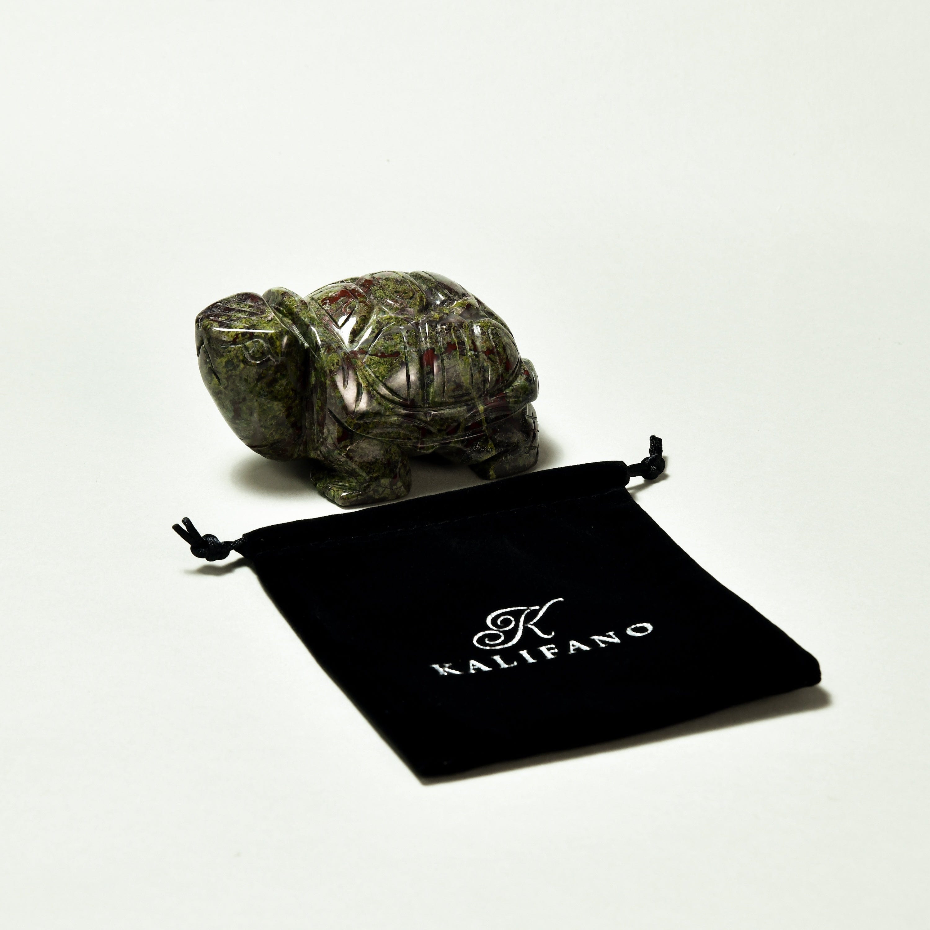 KALIFANO Gemstone Carvings 4" Blood Stone Turtle Natural Gemstone Carving CV140-T-BS