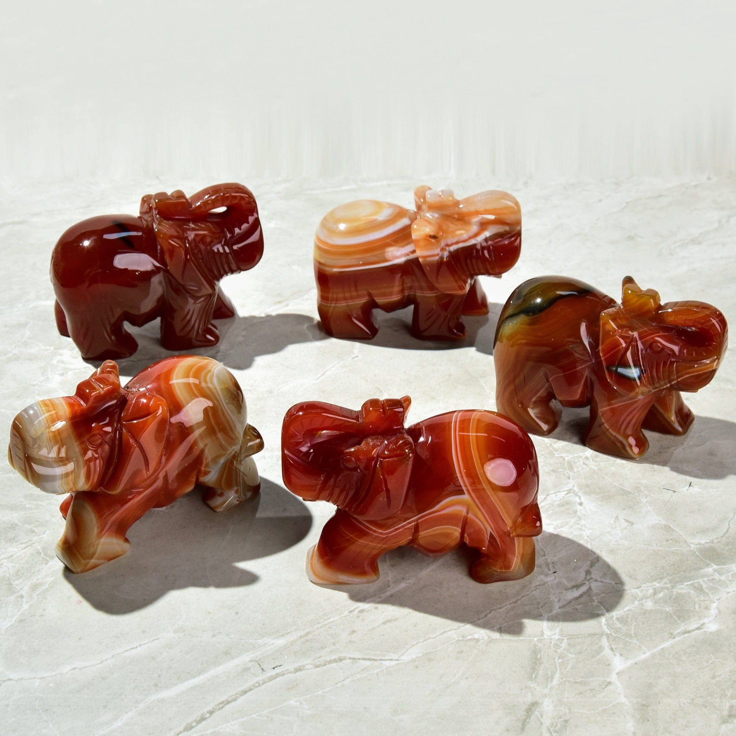 KALIFANO Gemstone Carvings 4" Red Jasper Elephant Natural Gemstone Carving CV140-E-RJ