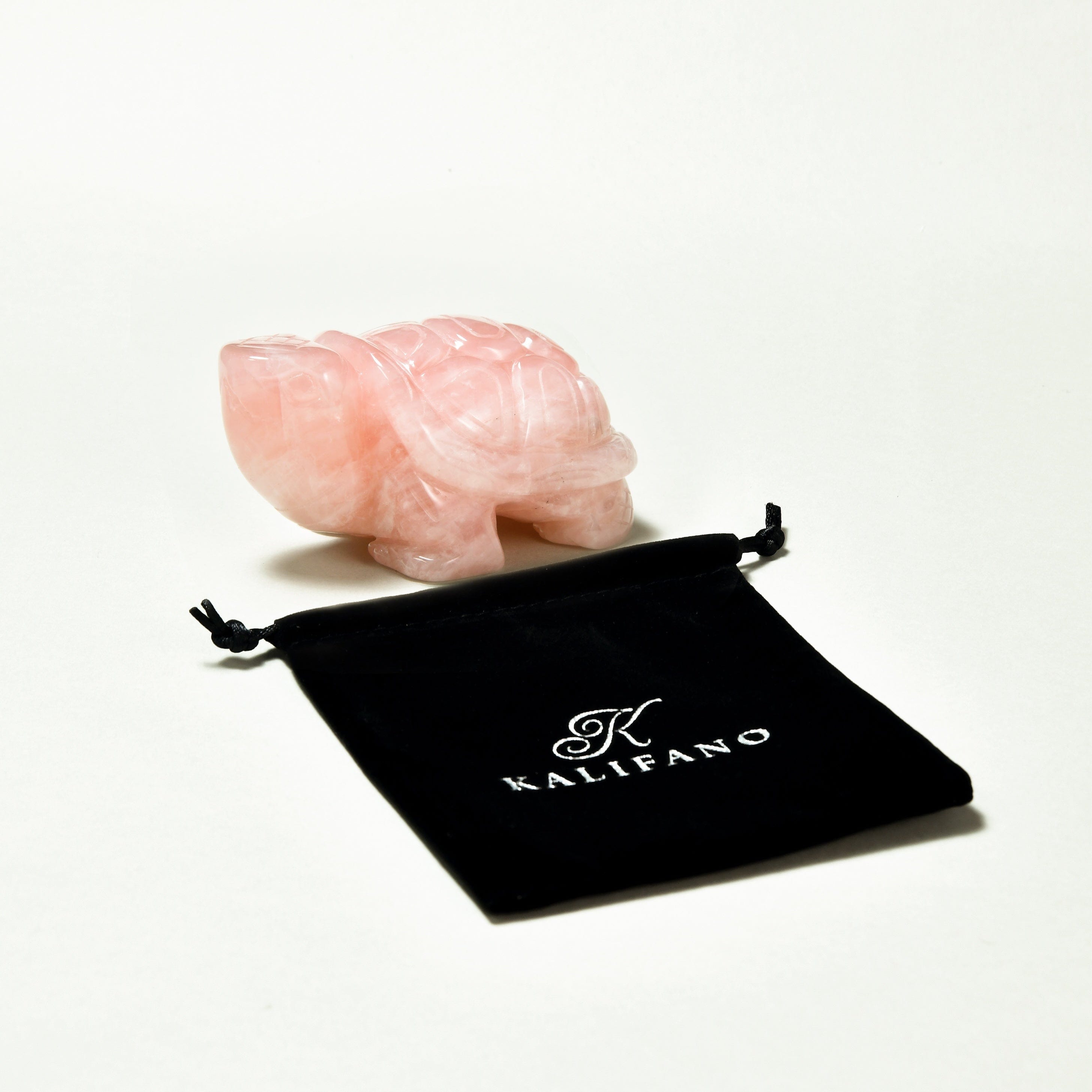 KALIFANO Gemstone Carvings 4" Rose Quartz Turtle Natural Gemstone Carving CV140-T-RQ