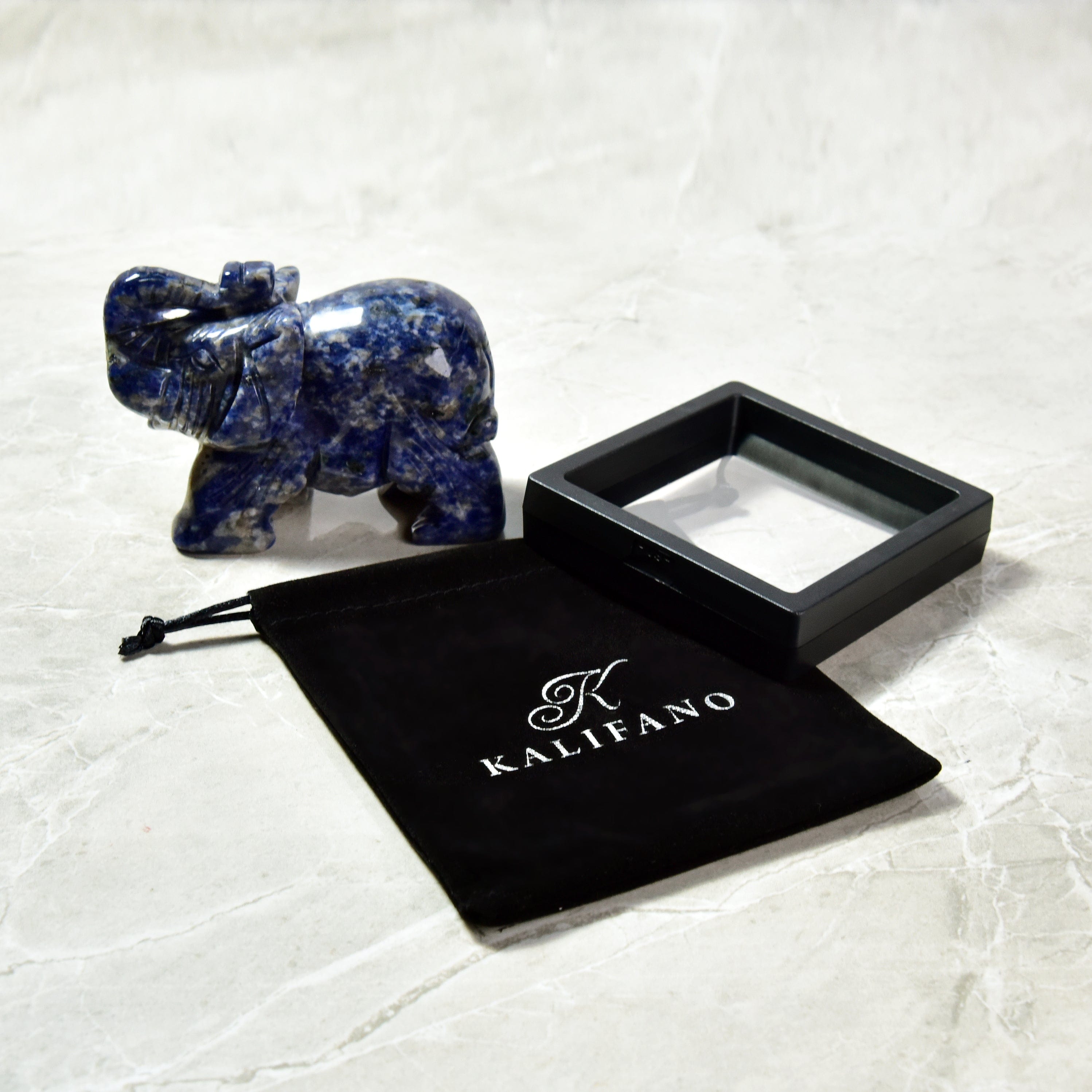 KALIFANO Gemstone Carvings 4" Sodalite Elephant Natural Gemstone Carving CV140-E-SD