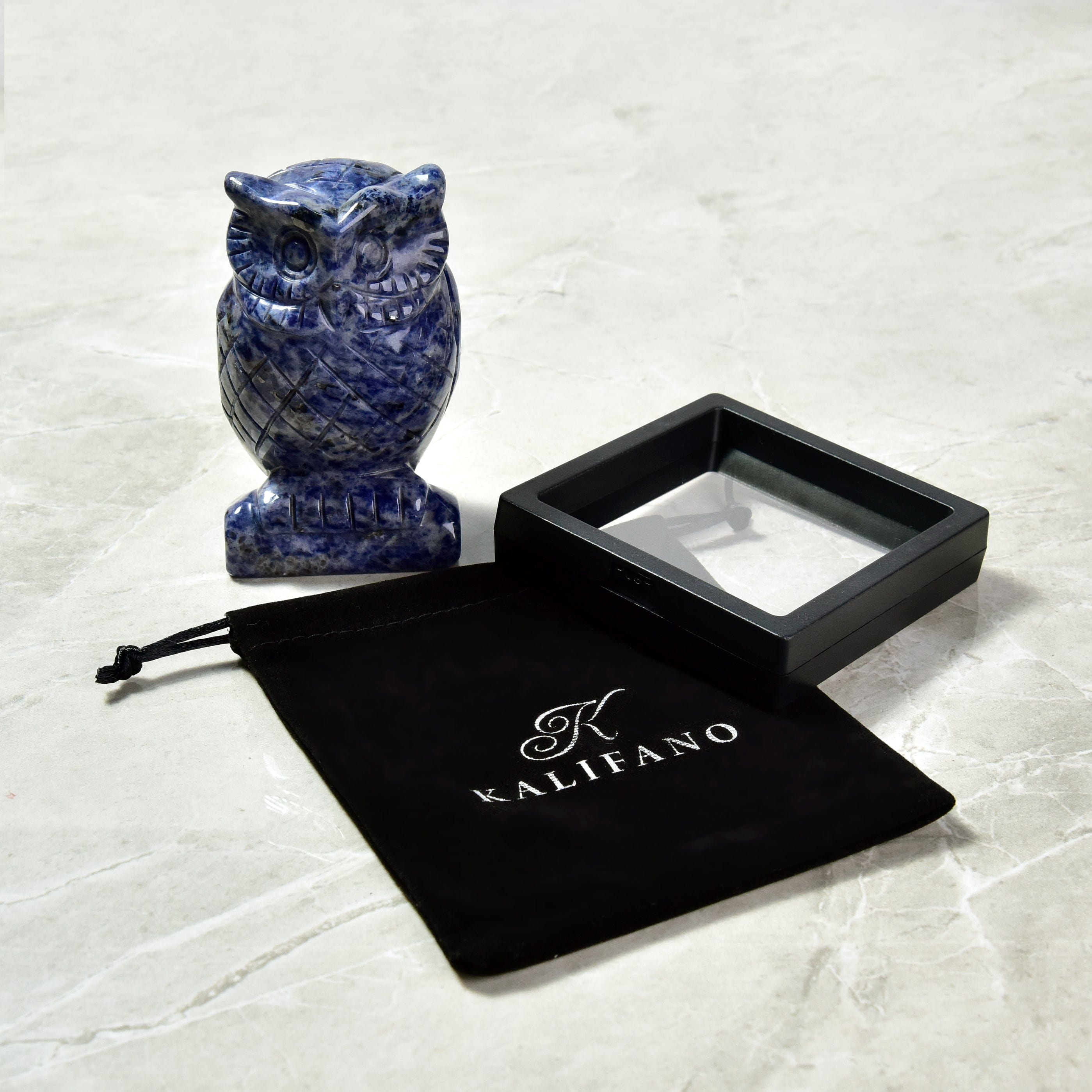 KALIFANO Gemstone Carvings 4" Sodalite Owl Natural Gemstone Carving CV140-O-SD