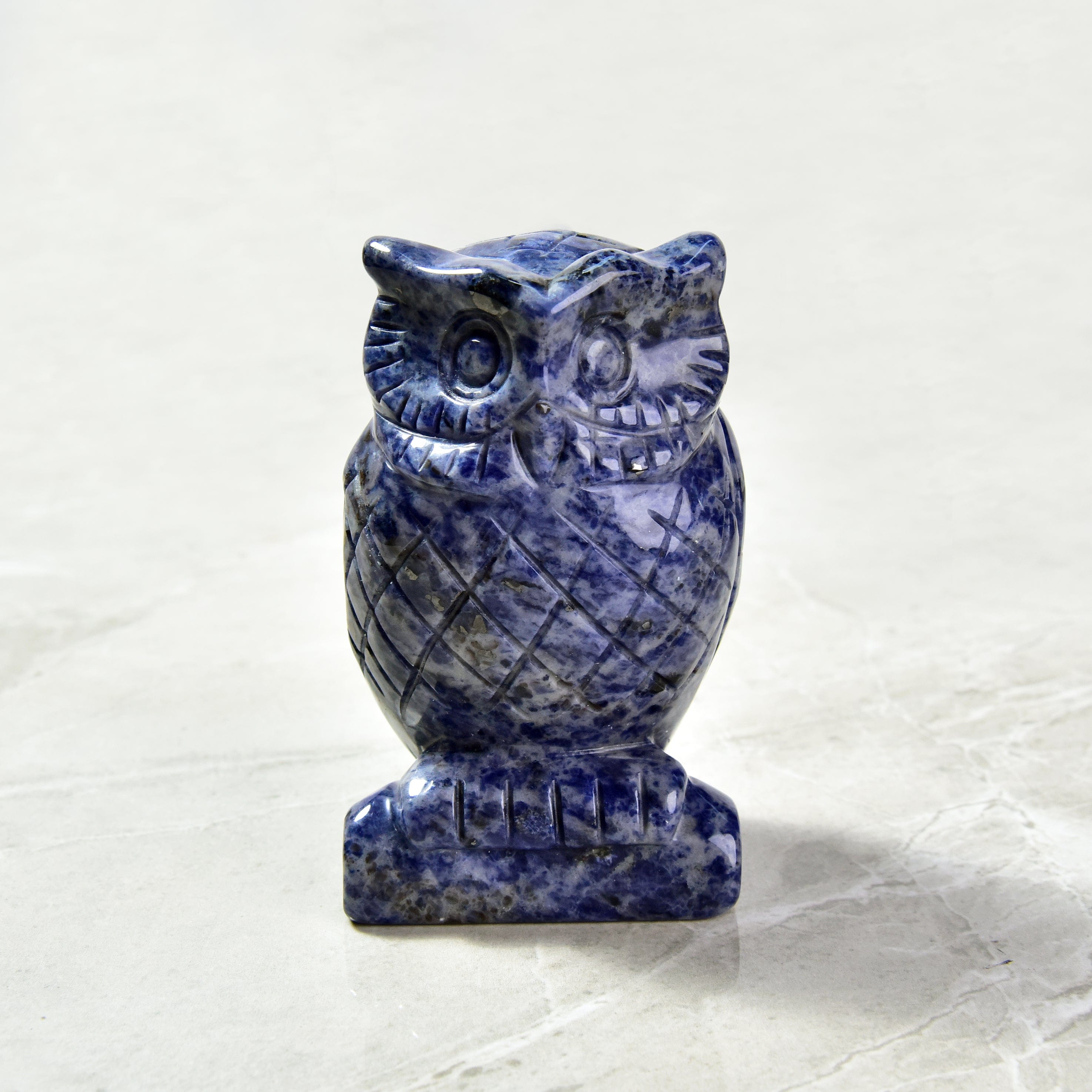 KALIFANO Gemstone Carvings 4" Sodalite Owl Natural Gemstone Carving CV140-O-SD