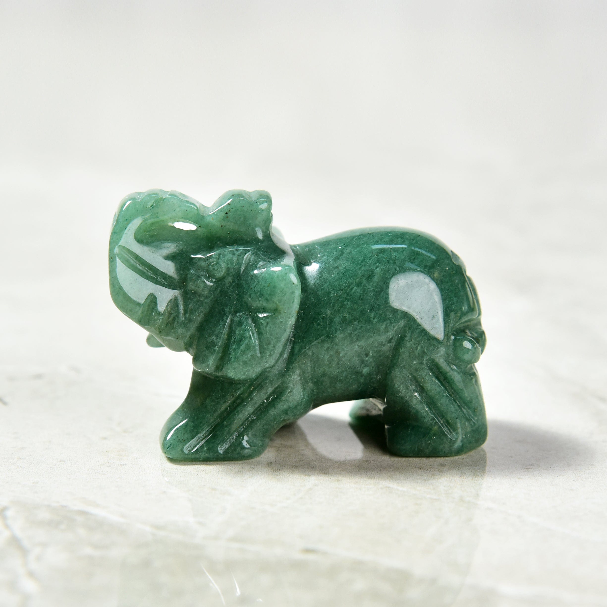 Kalifano Gemstone Carvings Aventurine Elephant 2'' Natural Gemstone Carving CV15-E-AV