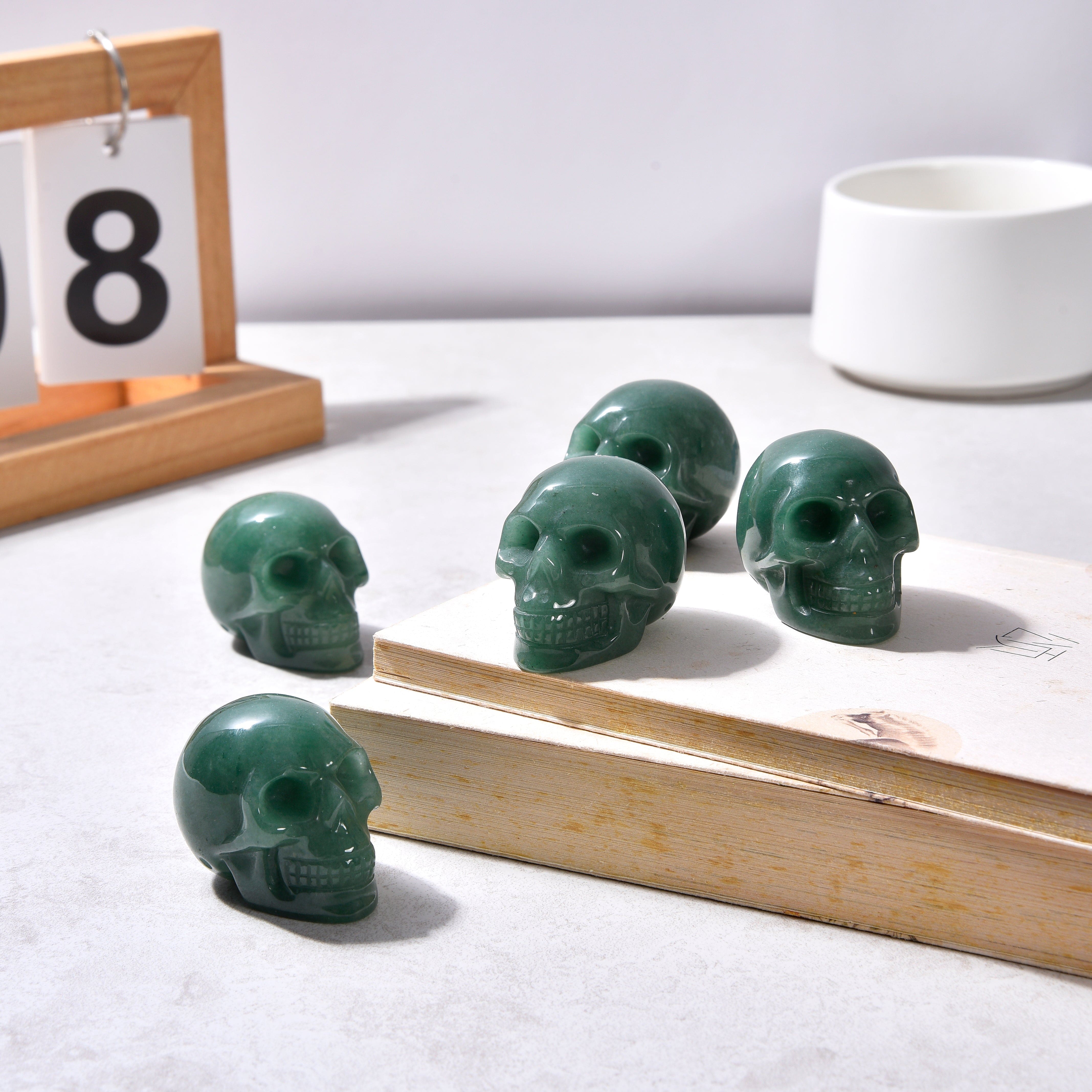 Kalifano Gemstone Carvings Aventurine Skull 2'' Natural Gemstone Carving CV29-SK-AV