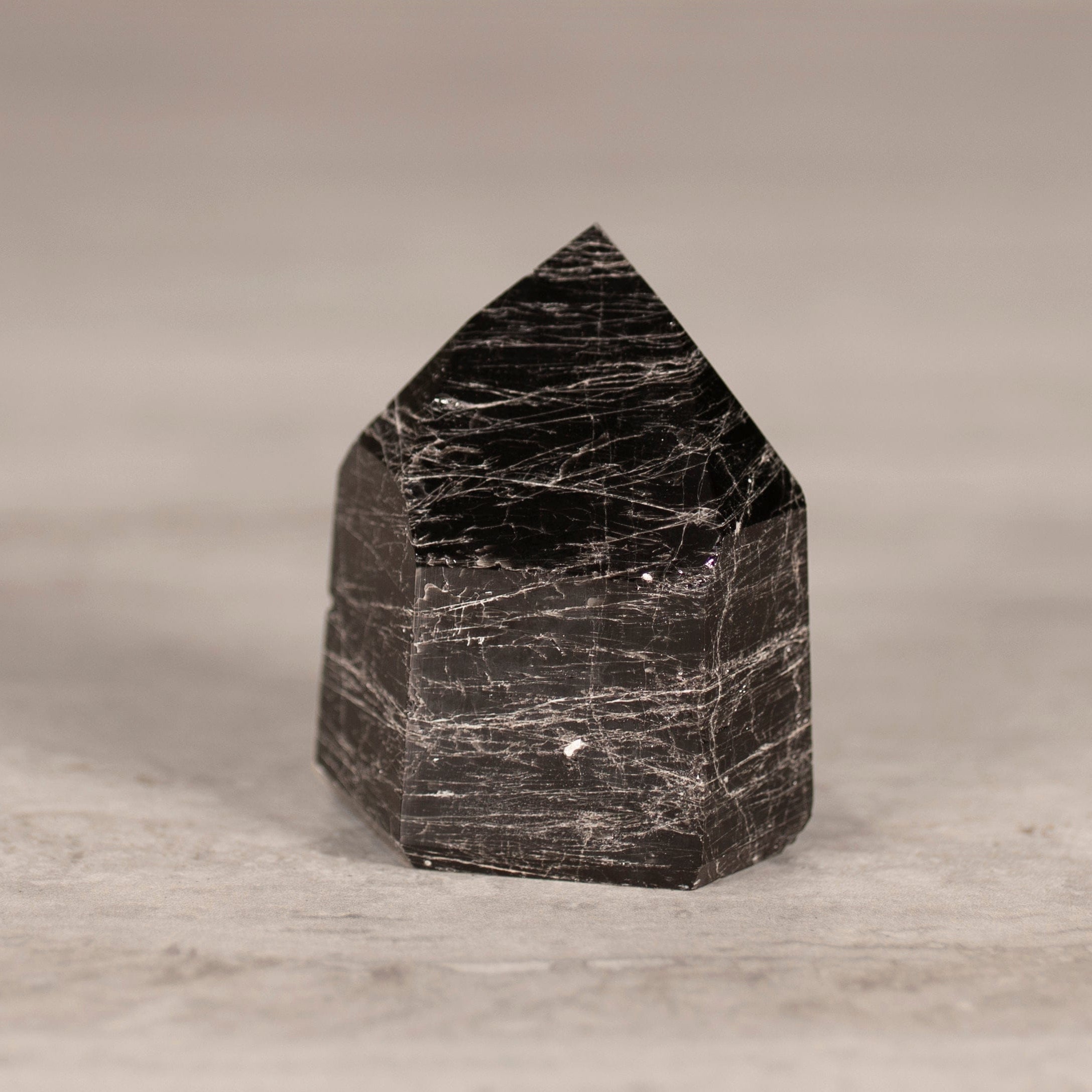 KALIFANO Gemstone Carvings Black Tourmaline Obelisk Tower Gemstone Carving from Brazil - 100-149 grams BTOB150