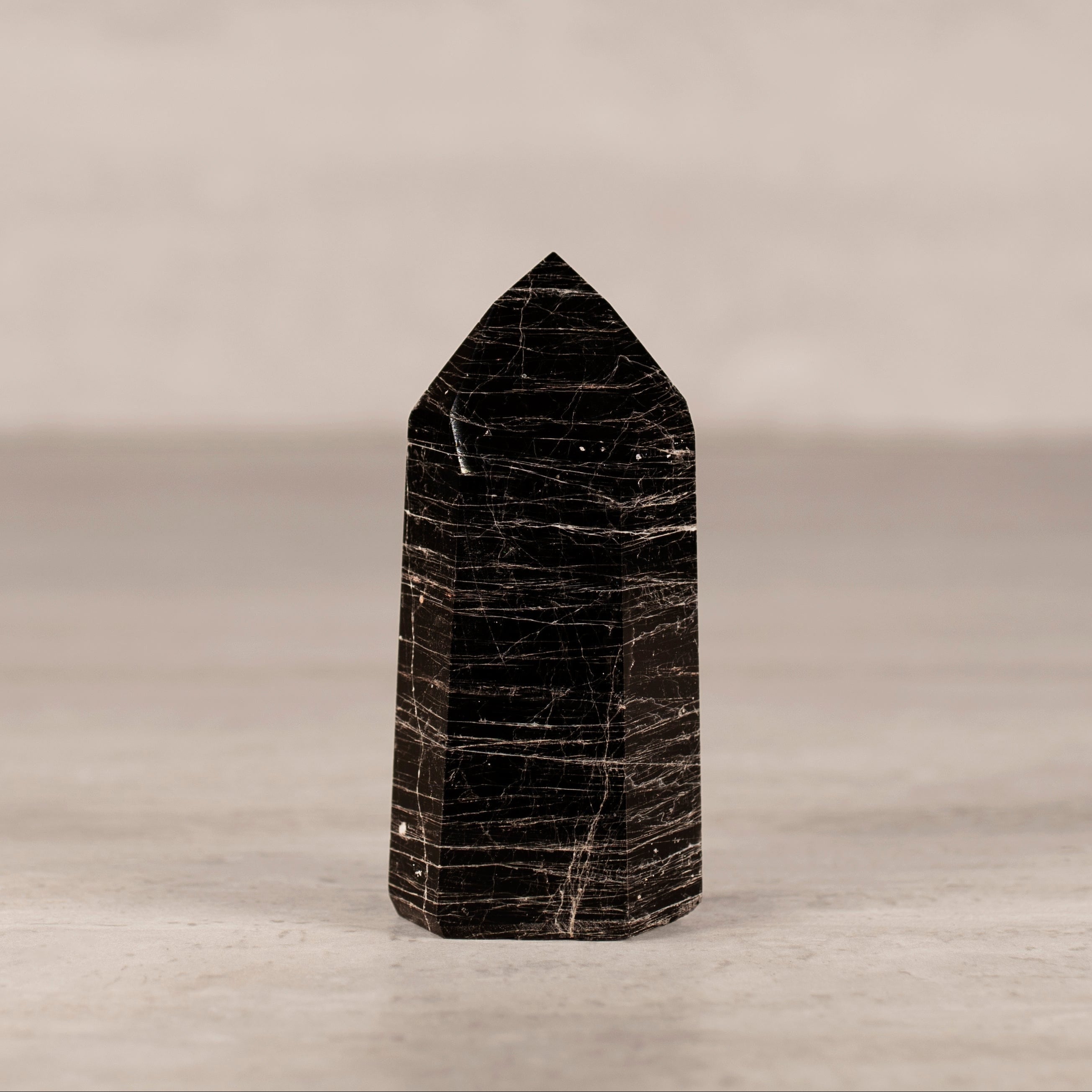 KALIFANO Gemstone Carvings Black Tourmaline Obelisk Tower Gemstone Carving from Brazil - 200-299 grams BTOB300