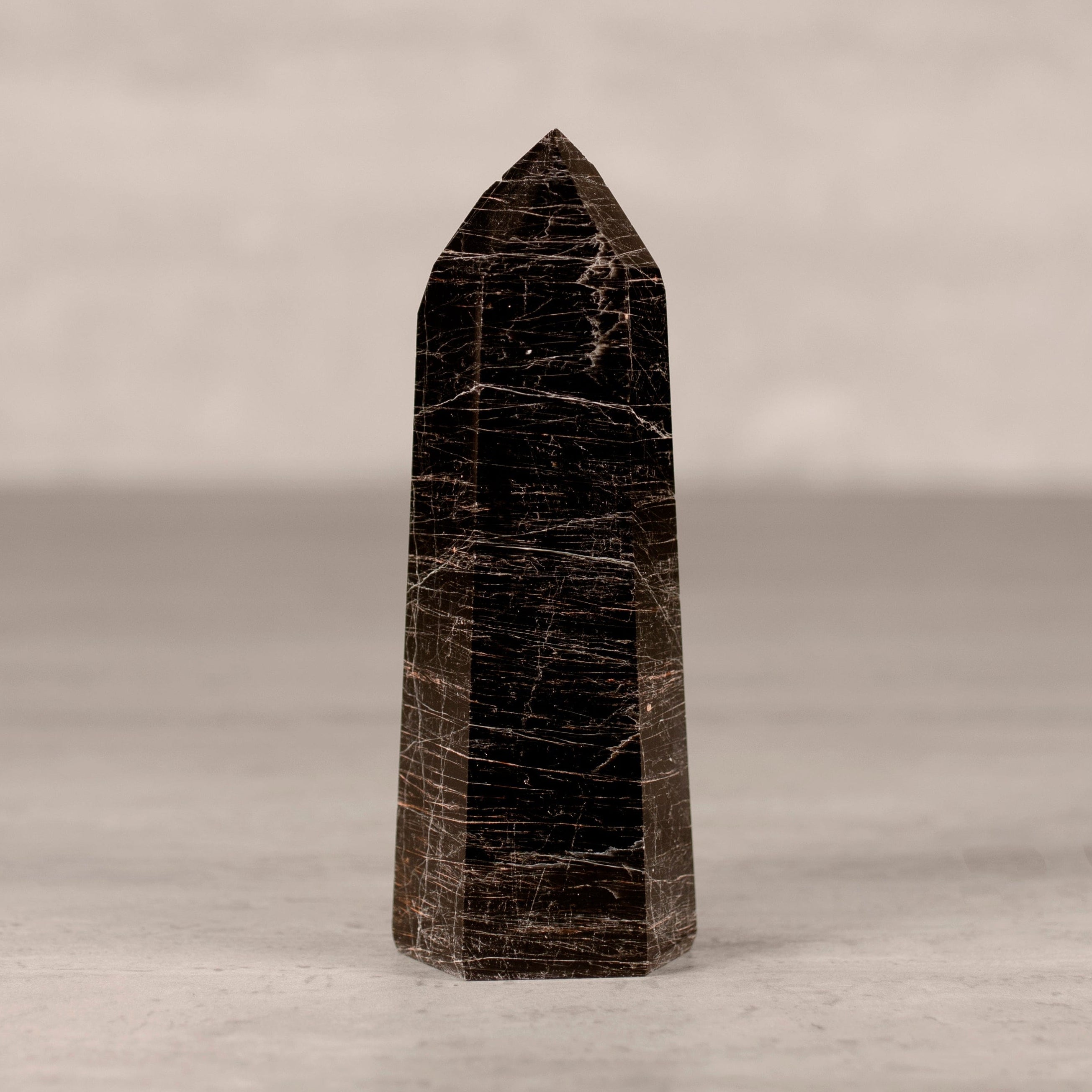 KALIFANO Gemstone Carvings Black Tourmaline Obelisk Tower Gemstone Carving from Brazil - 300-399 grams BTOB400