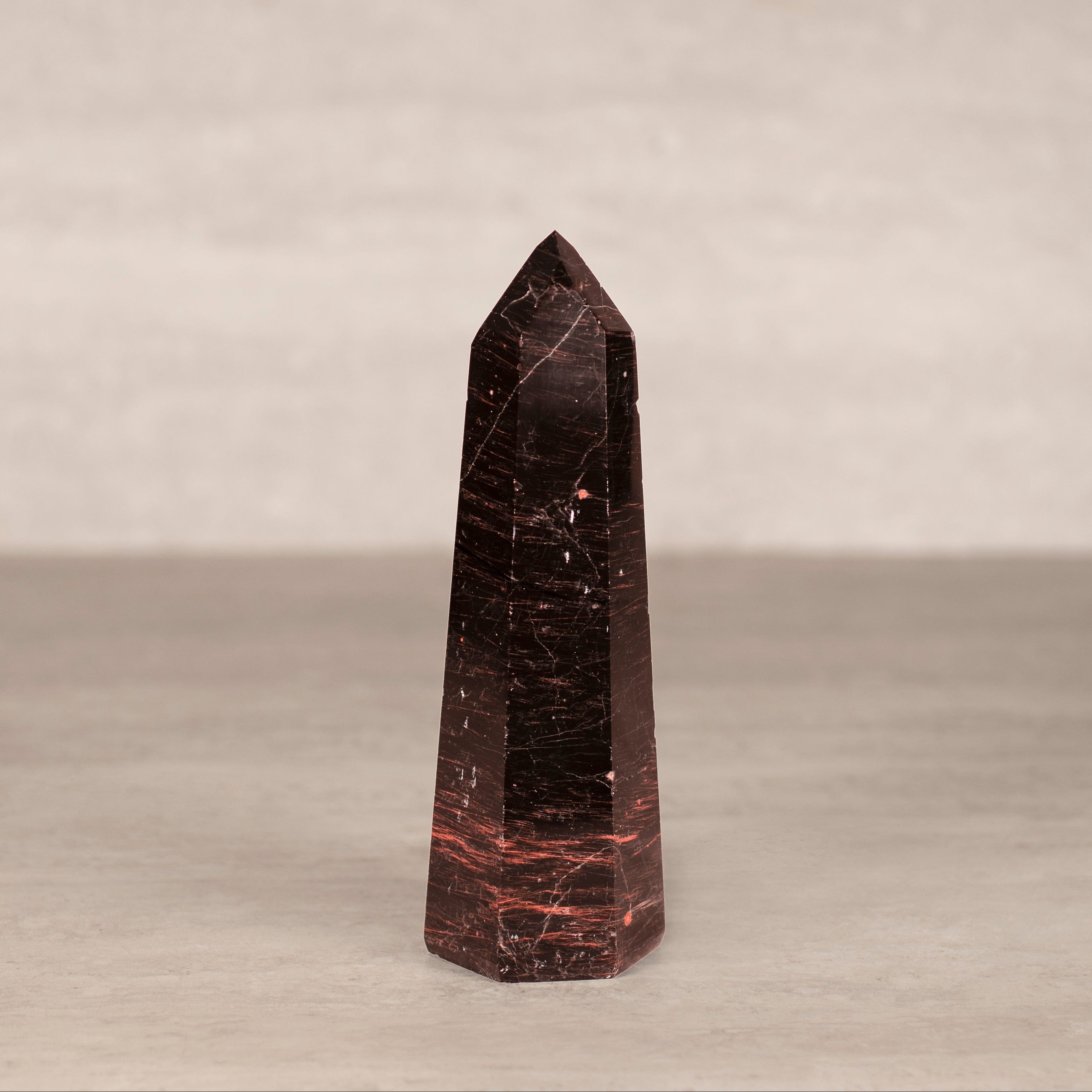 KALIFANO Gemstone Carvings Black Tourmaline Obelisk Tower Gemstone Carving from Brazil - 500-649 grams BTOB650