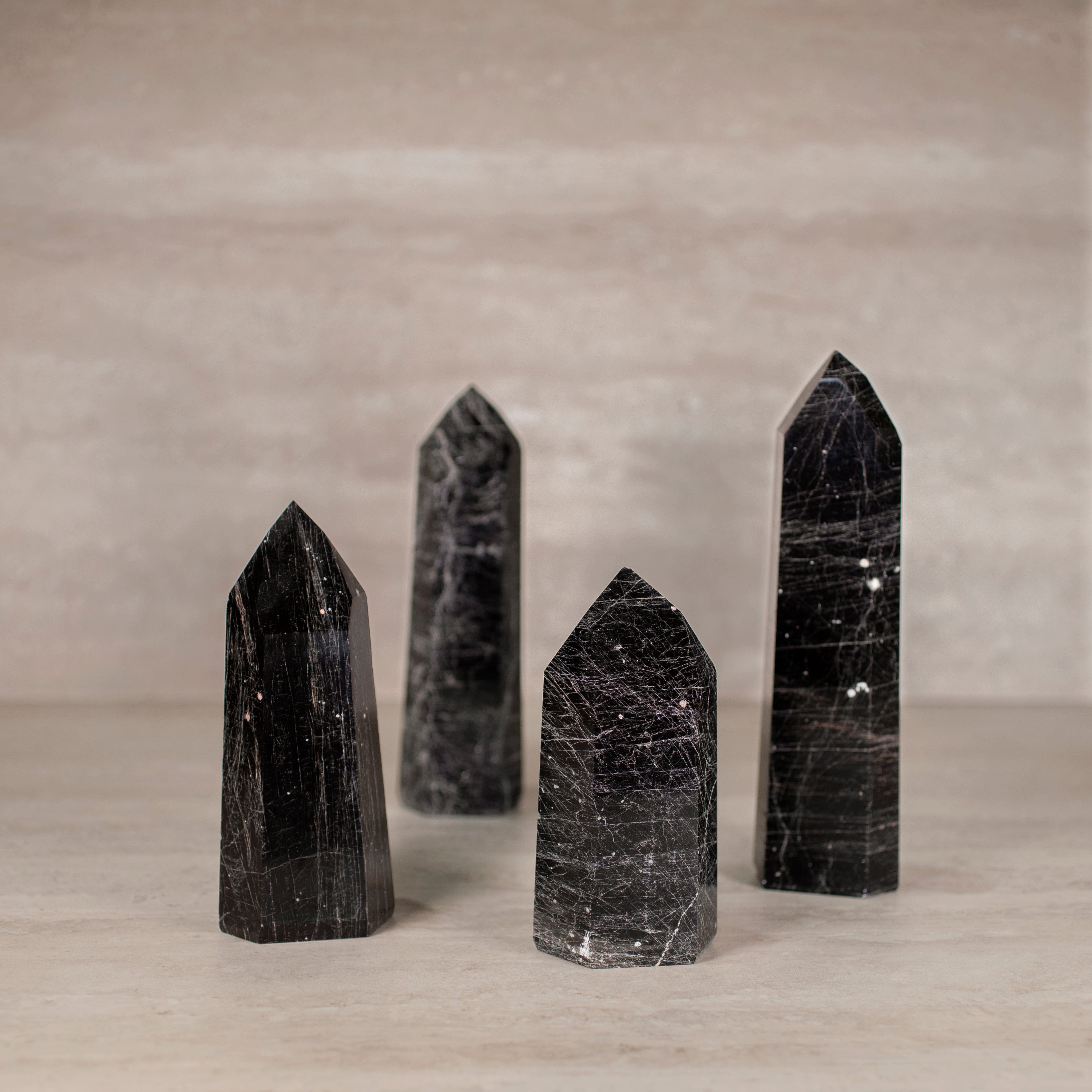 KALIFANO Gemstone Carvings Black Tourmaline Obelisk Tower Gemstone Carving from Brazil - 650-799 grams BTOB800