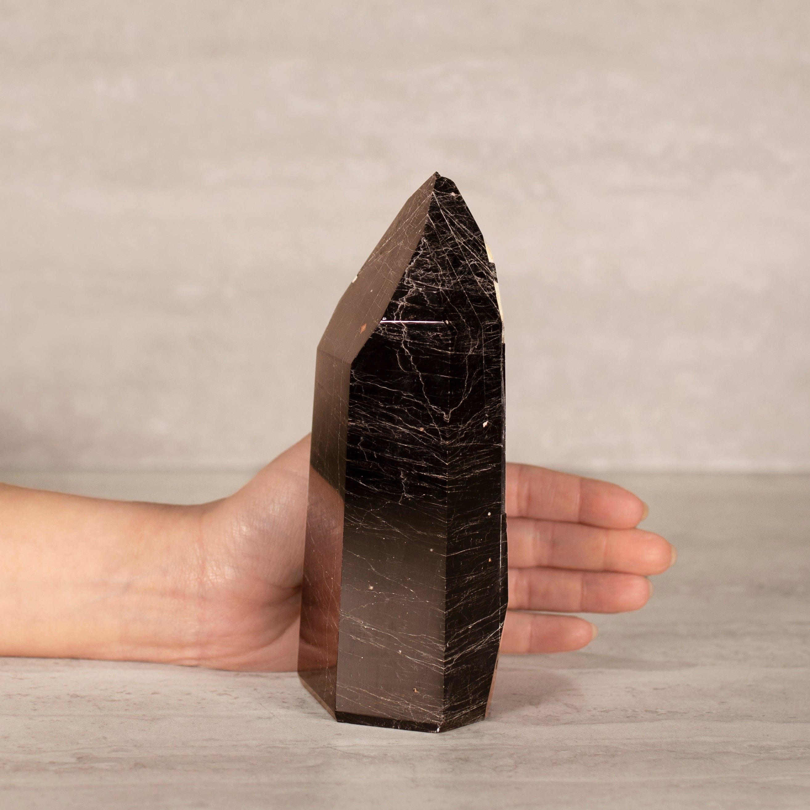 KALIFANO Gemstone Carvings Black Tourmaline Obelisk Tower Gemstone Carving from Brazil - 7" / 1,126 grams BTOB1200.001