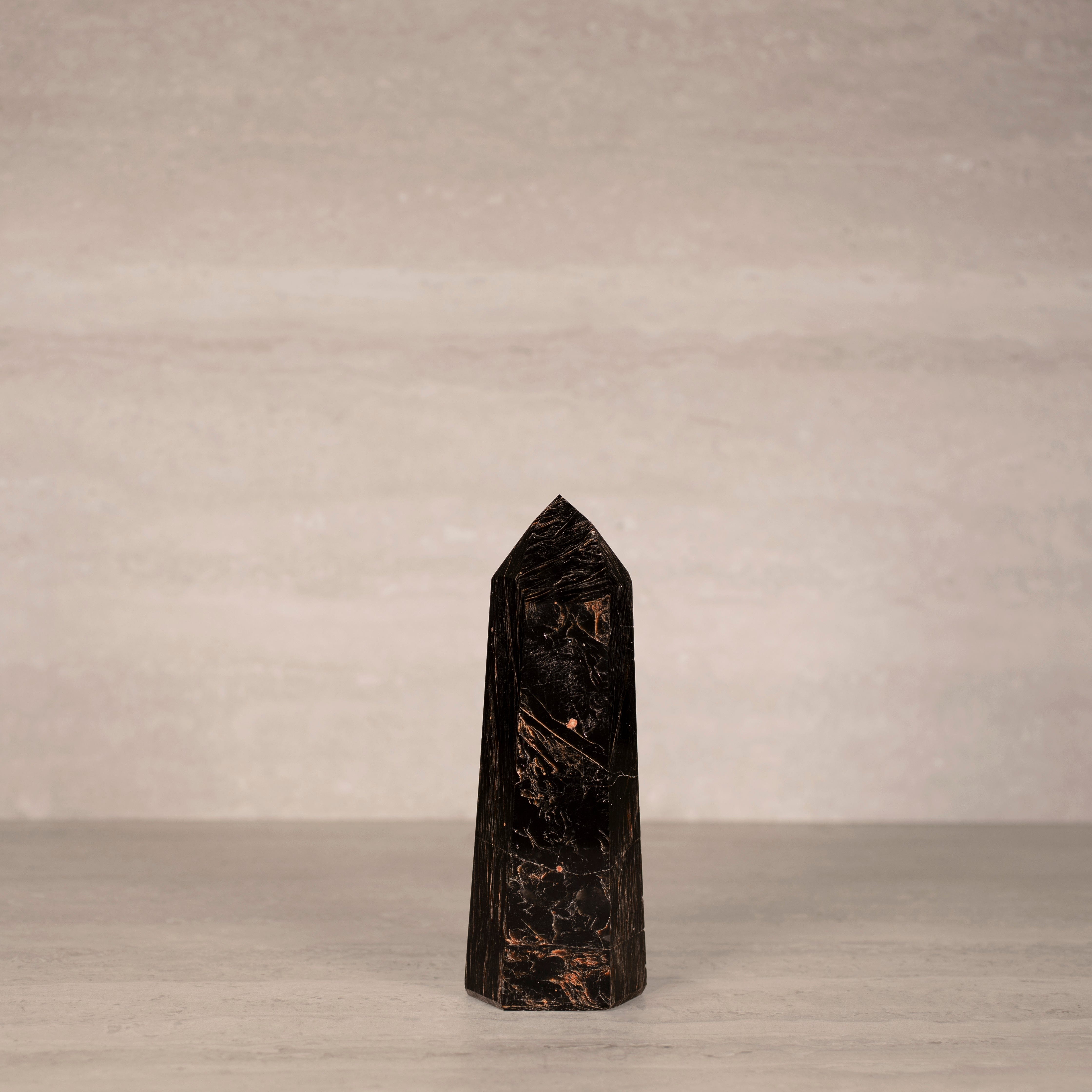 KALIFANO Gemstone Carvings Black Tourmaline Obelisk Tower Gemstone Carving from Brazil - 8.5" / 1,045 grams BTOB1100.001