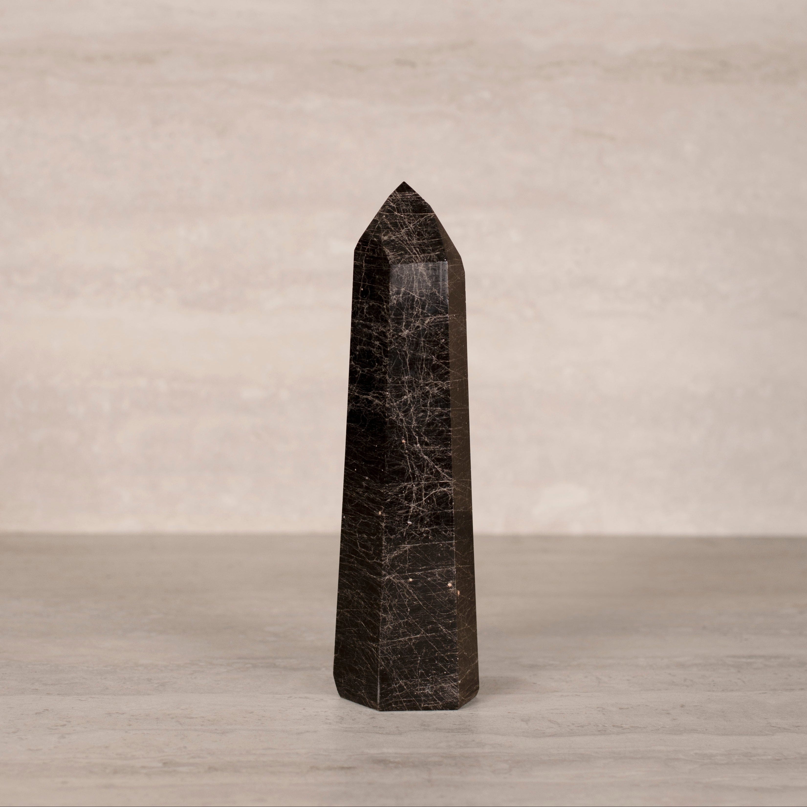 KALIFANO Gemstone Carvings Black Tourmaline Obelisk Tower Gemstone Carving from Brazil - 800-999 grams BTOB1000