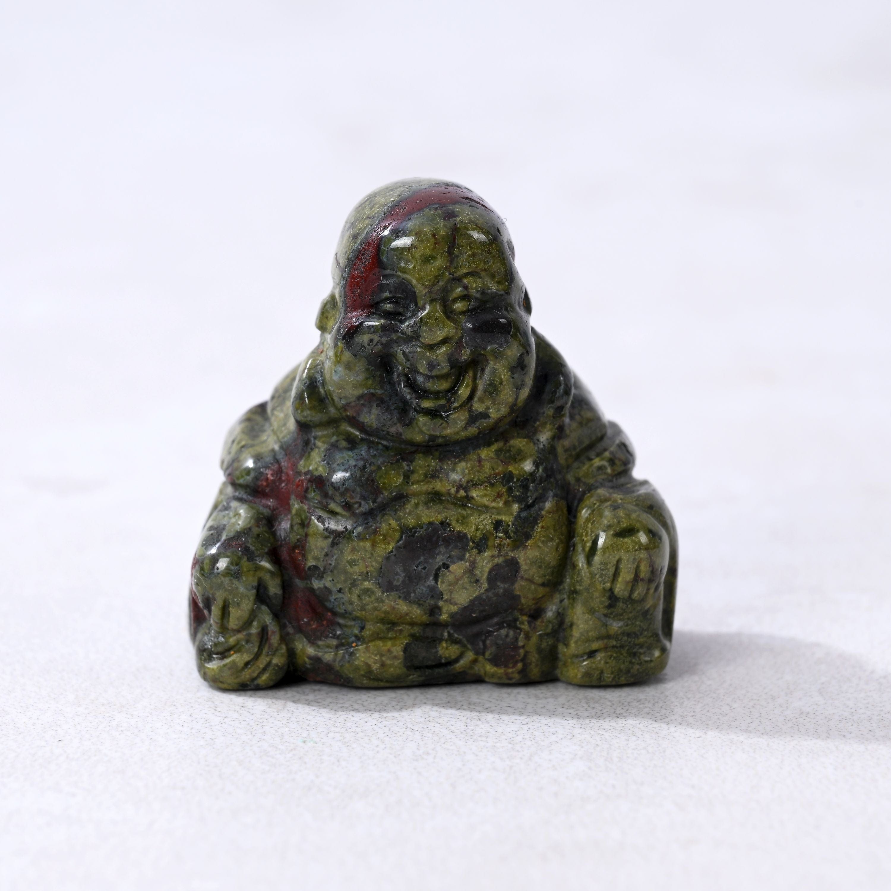 Kalifano Gemstone Carvings Bloodstone Buddha 1.5" Gemstone Carving CV15-B-BS