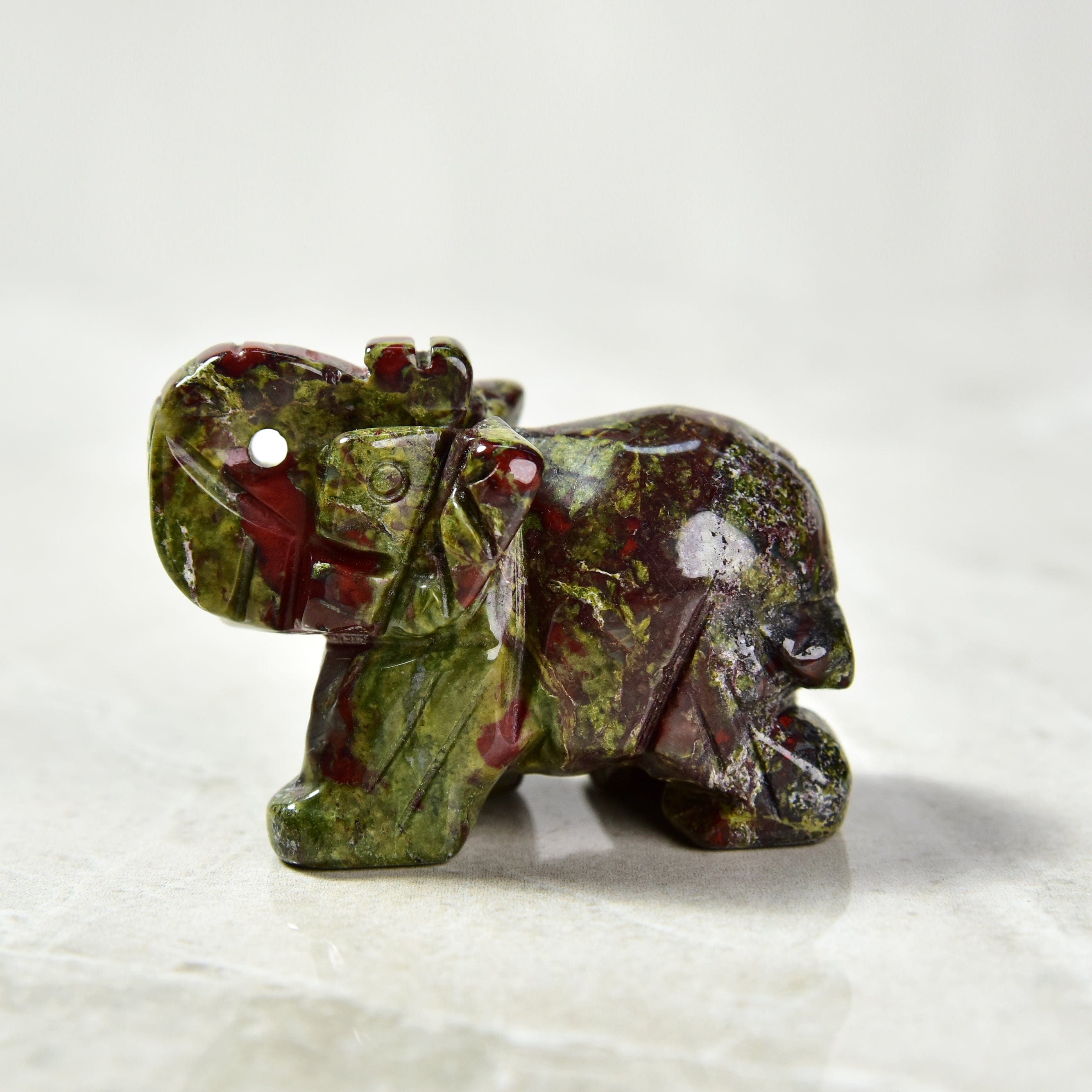 Kalifano Gemstone Carvings Bloodstone Elephant 2" Gemstone Carving CV15-E-BS