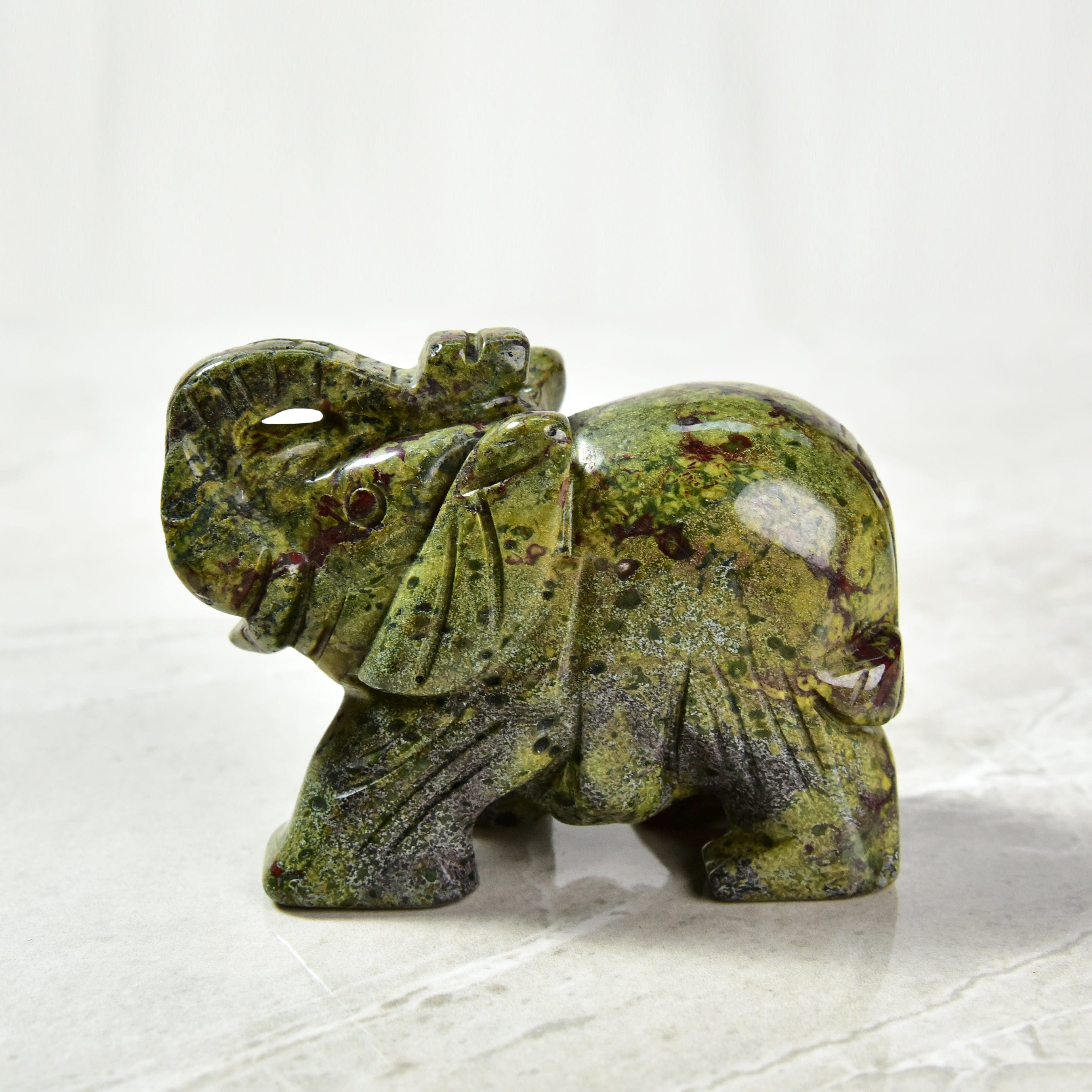 Kalifano Gemstone Carvings Bloodstone Elephant Carving CV35-E-BS