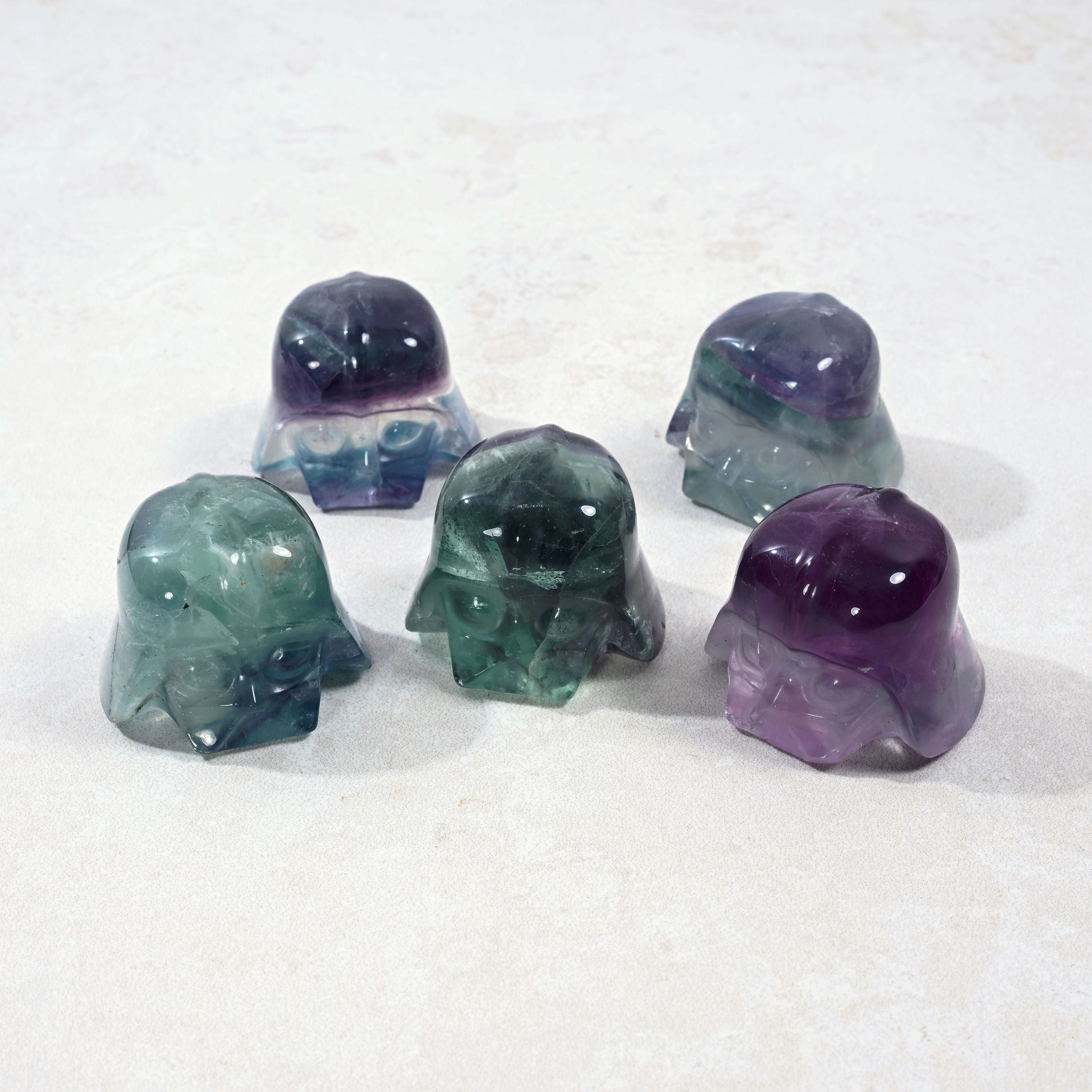 Kalifano Gemstone Carvings Darth Vader Fluorite Natural Gemstone Carving CV22-DV-FE