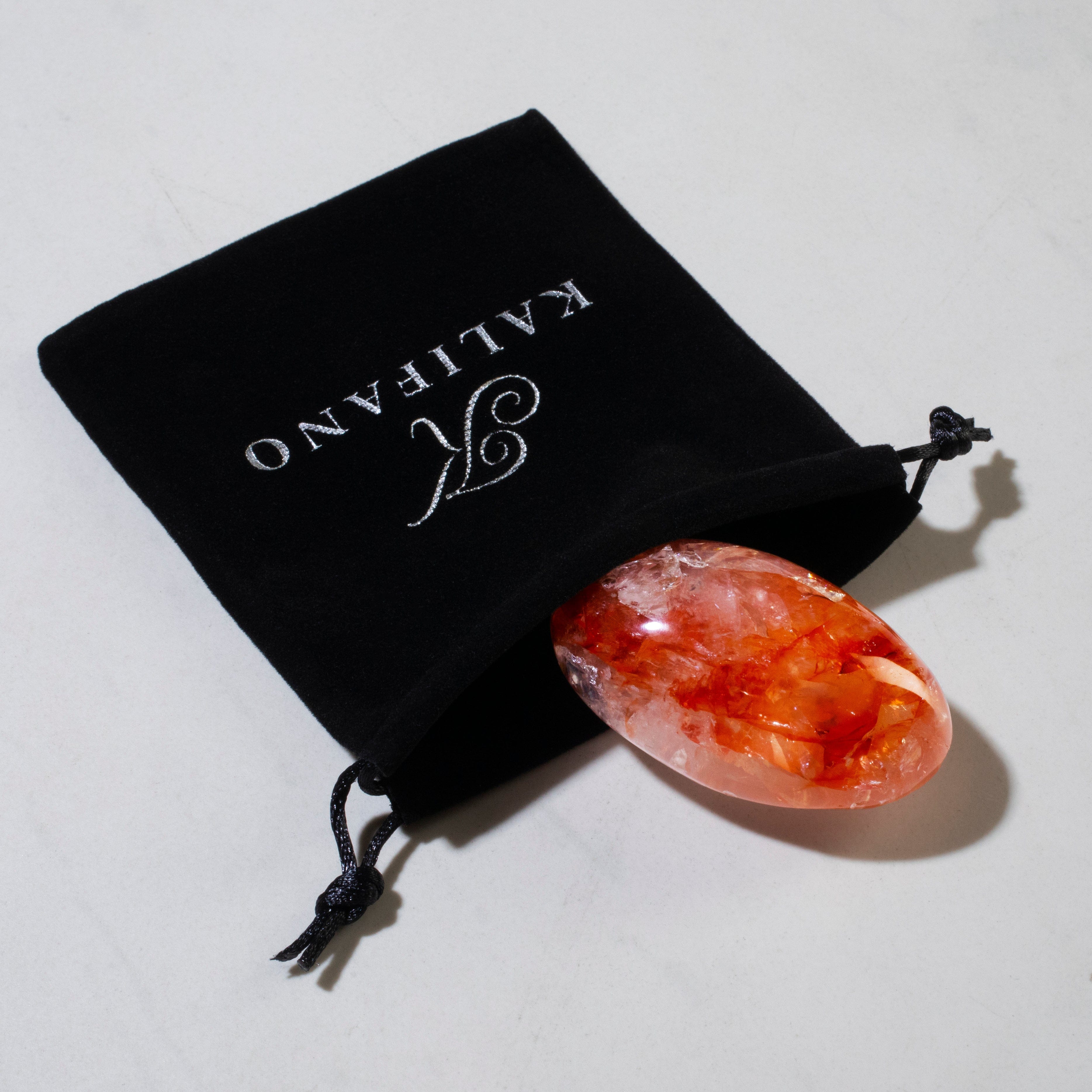 KALIFANO Gemstone Carvings Fire Quartz Palm Stone PS60-FQ