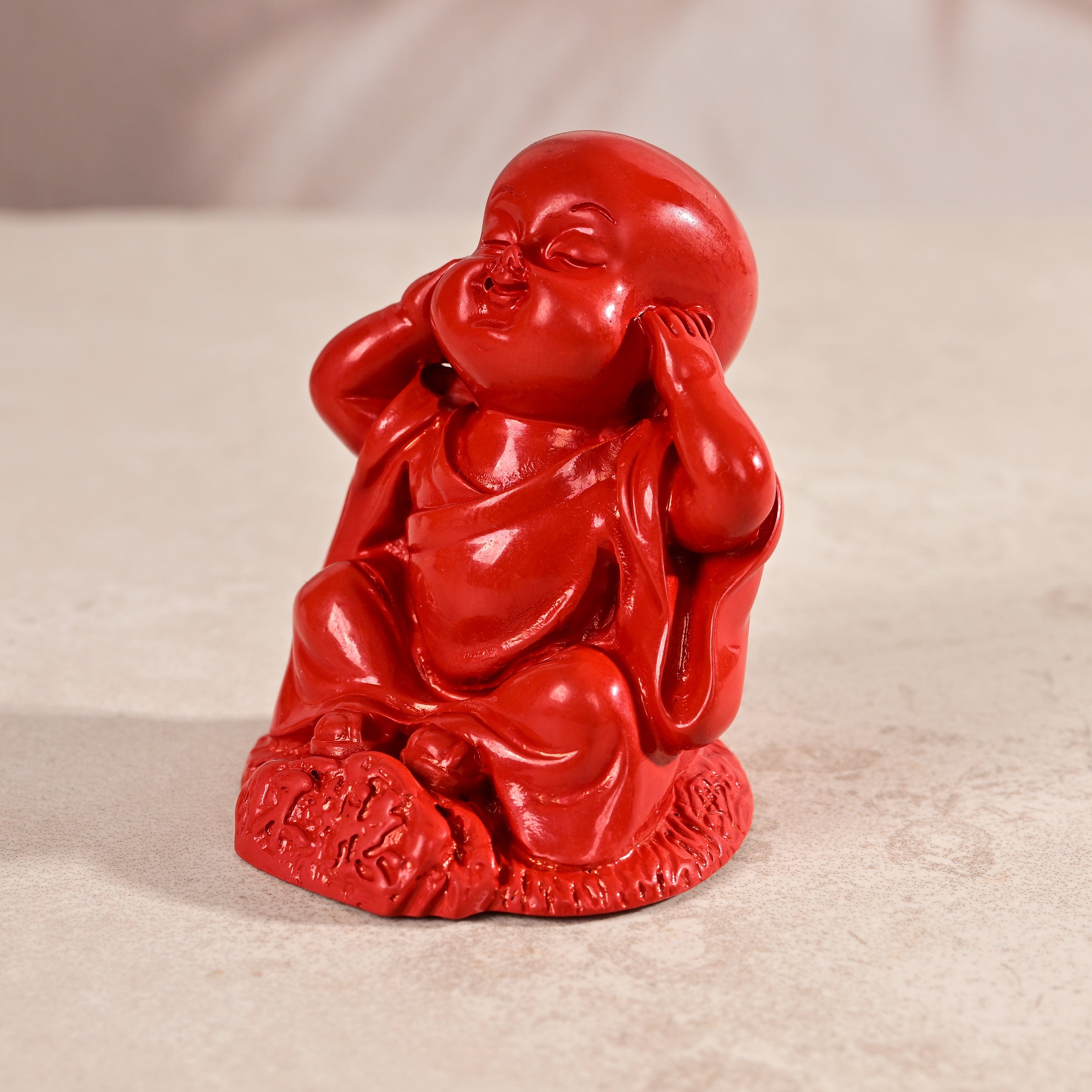 KALIFANO Gemstone Carvings Hear No Evil Cinnabar Buddha Carving CBAR160