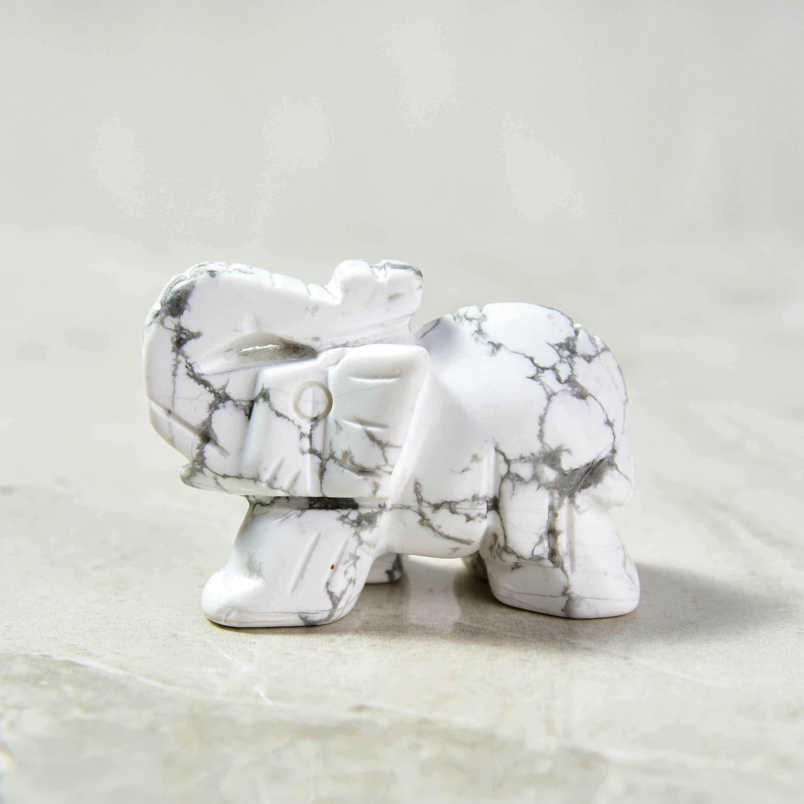 Kalifano Gemstone Carvings Howlite Elephant 2" Gemstone Carving CV15-E-HT