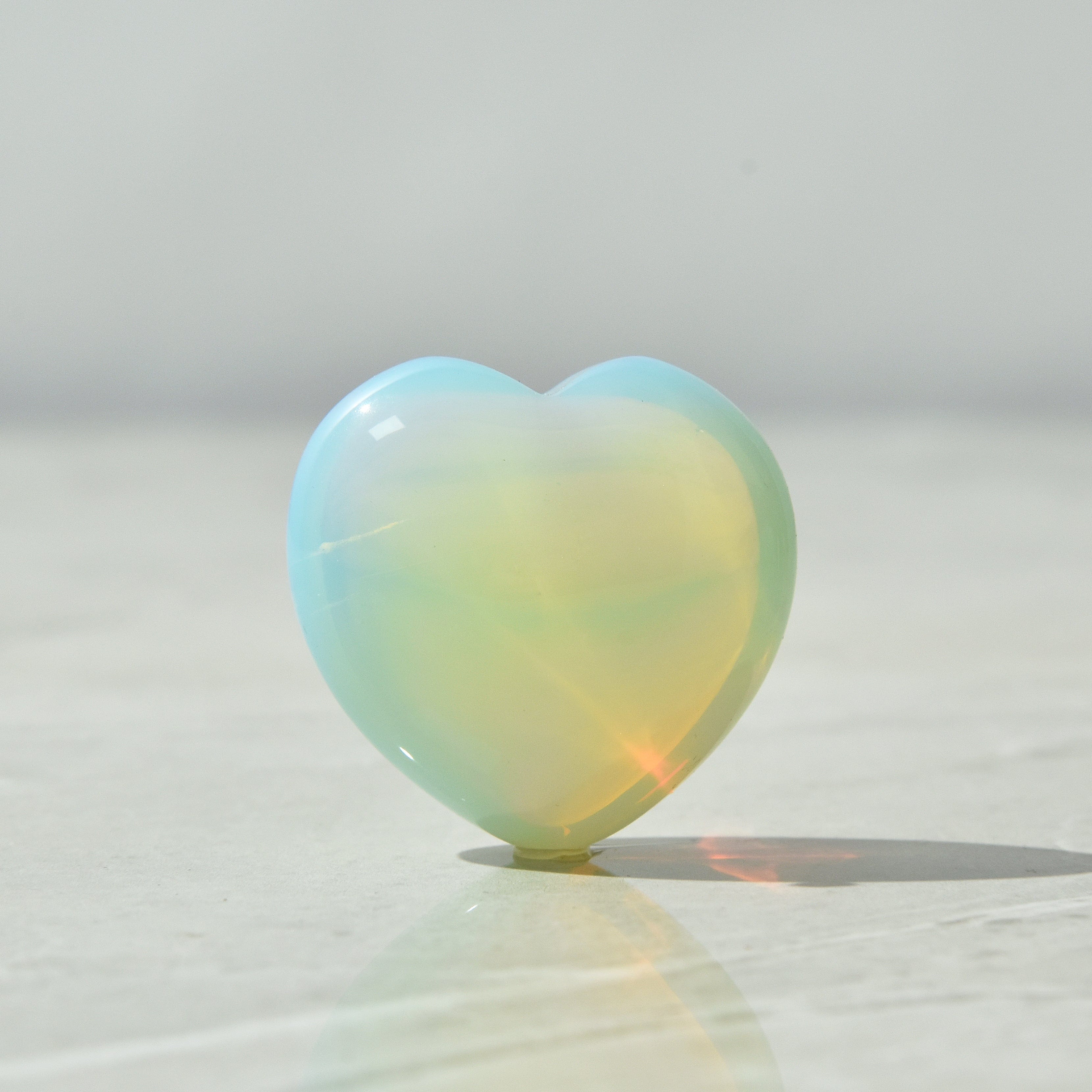 Opalite Moonstone Heart Carving