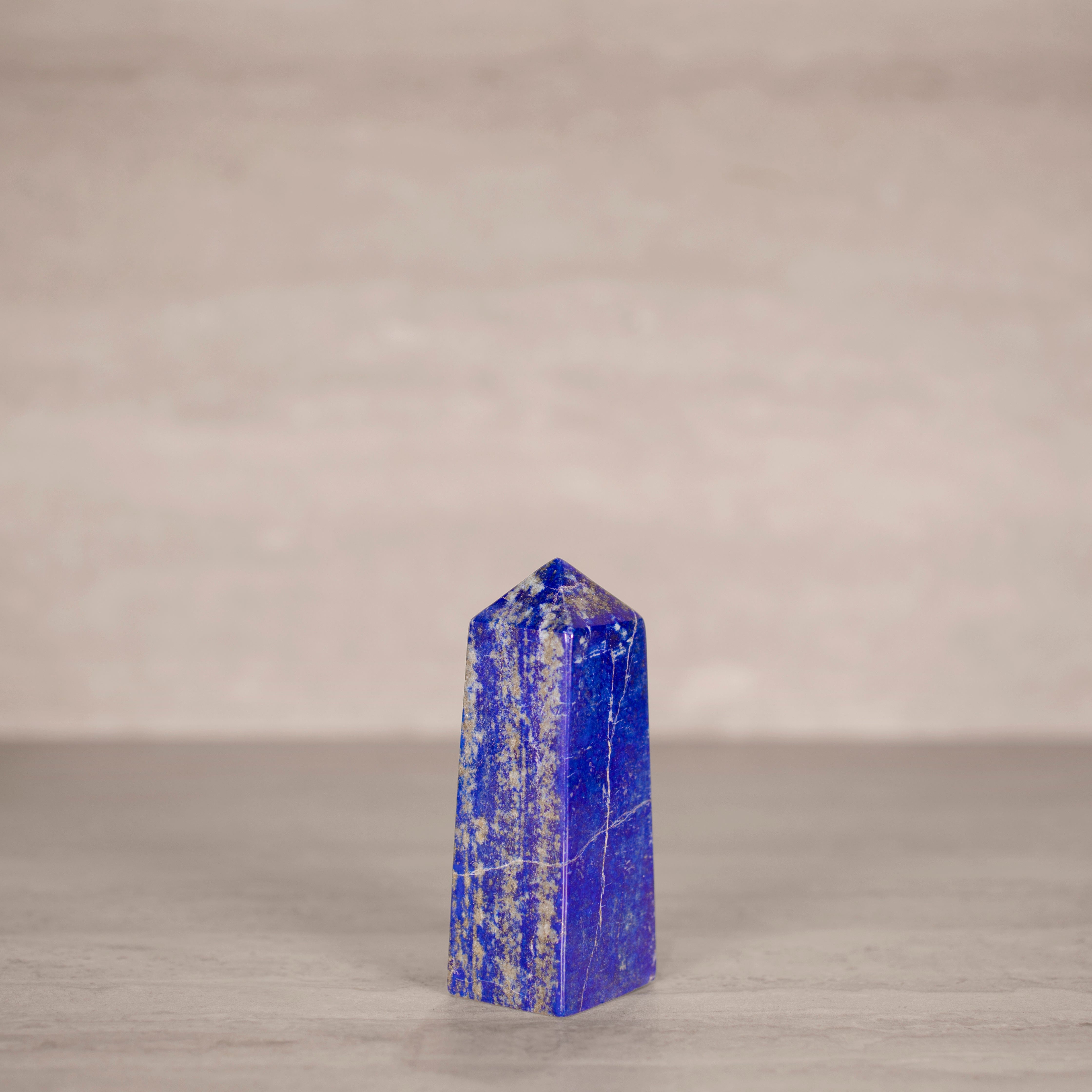 KALIFANO Gemstone Carvings Natural Lapis Lazuli Polished Obelisk from Afghanistan - 4.25" / 365 grams LPOB800.005