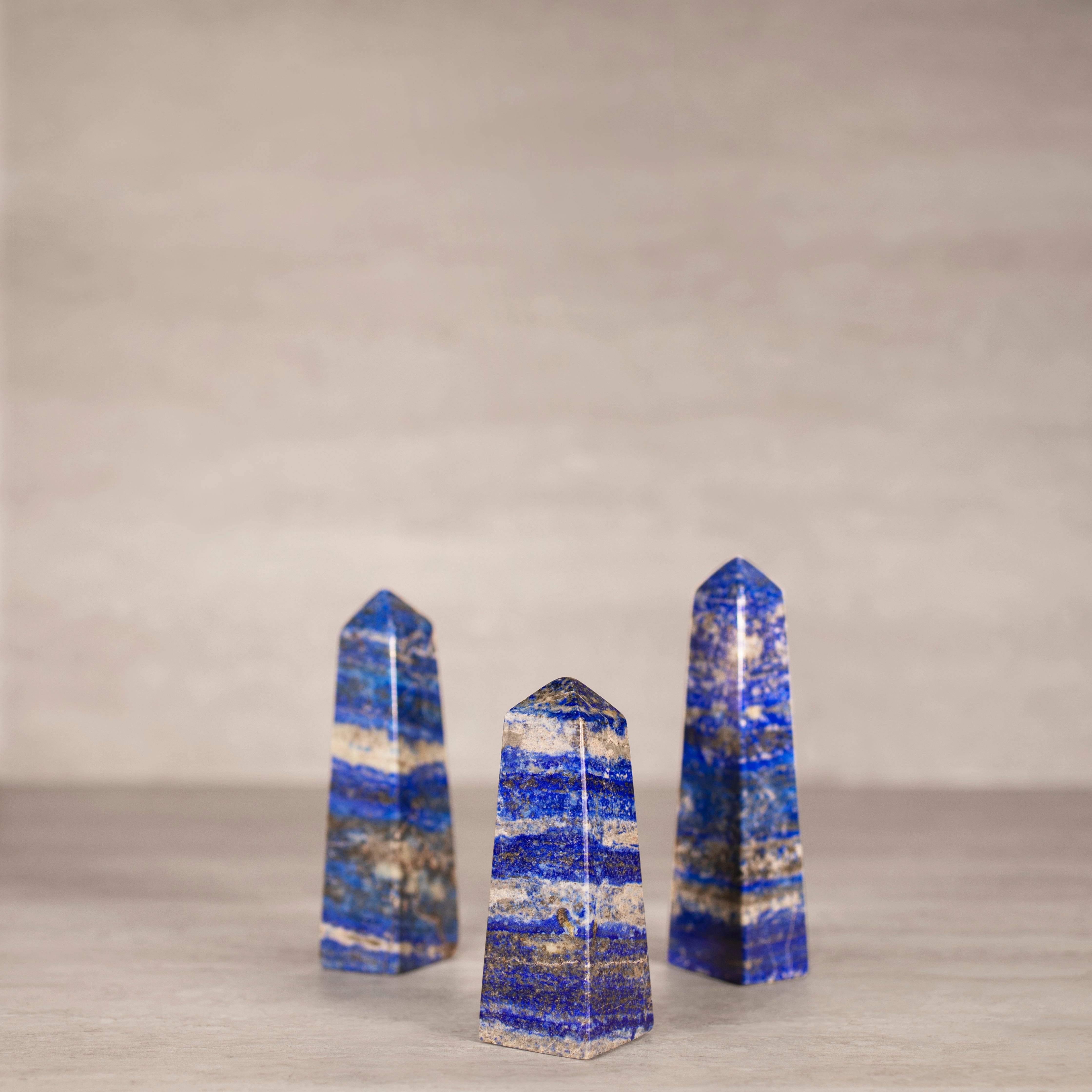 KALIFANO Gemstone Carvings Natural Lapis Lazuli Polished Obelisk from Afghanistan - 4" / 300 grams LPOB600