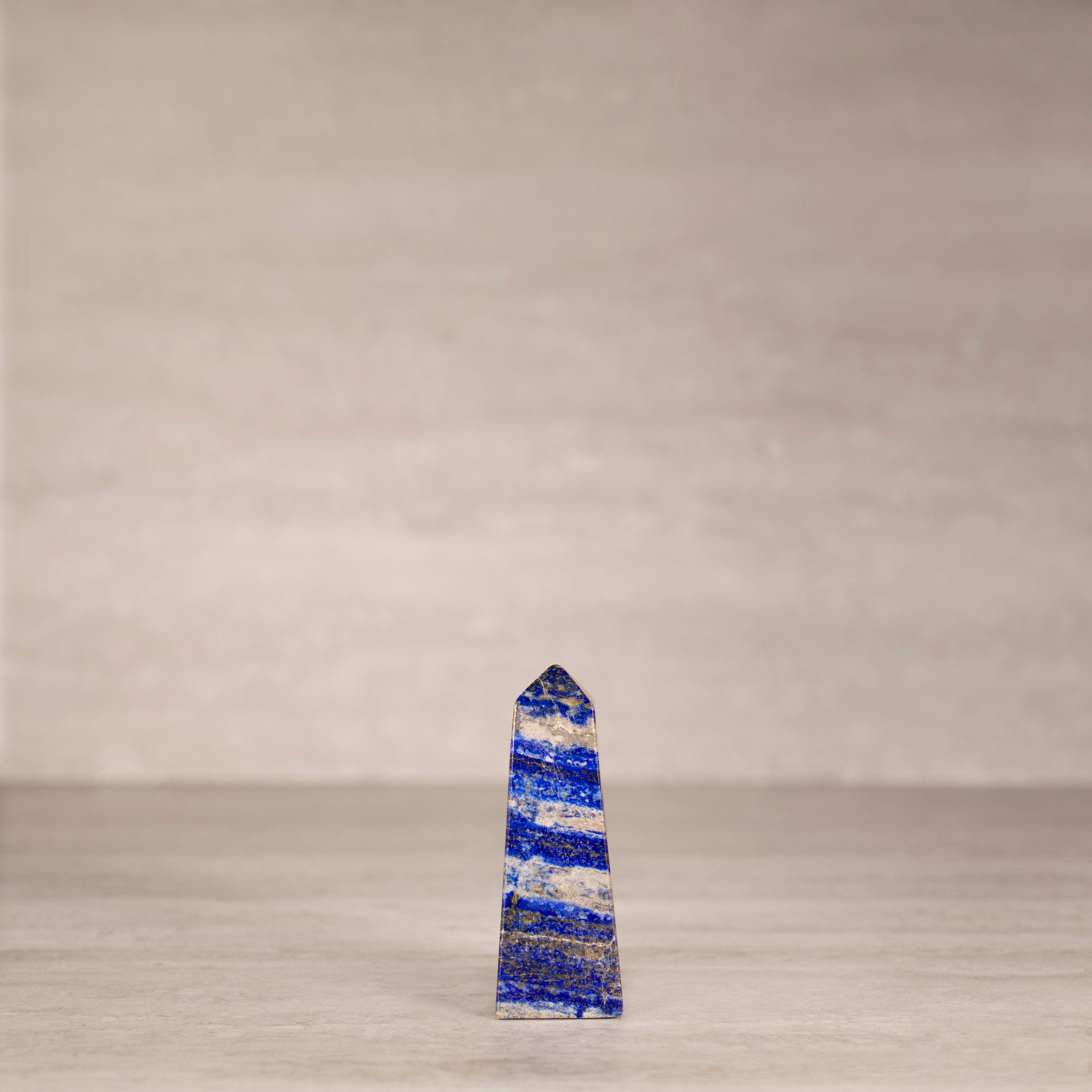 KALIFANO Gemstone Carvings Natural Lapis Lazuli Polished Obelisk from Afghanistan - 4" / 300 grams LPOB600