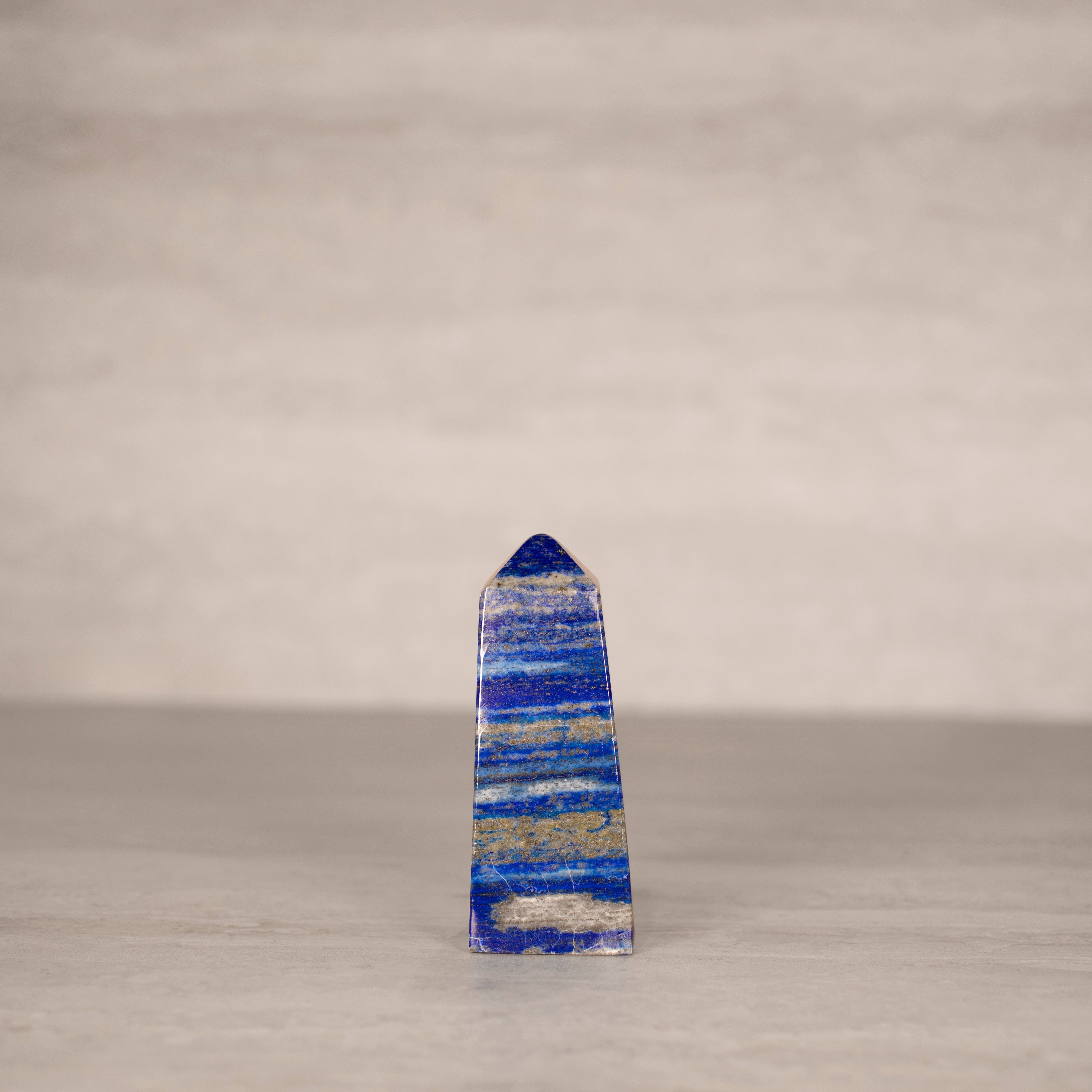 KALIFANO Gemstone Carvings Natural Lapis Lazuli Polished Obelisk from Afghanistan - 4.5" / 430 grams LPOB900.004
