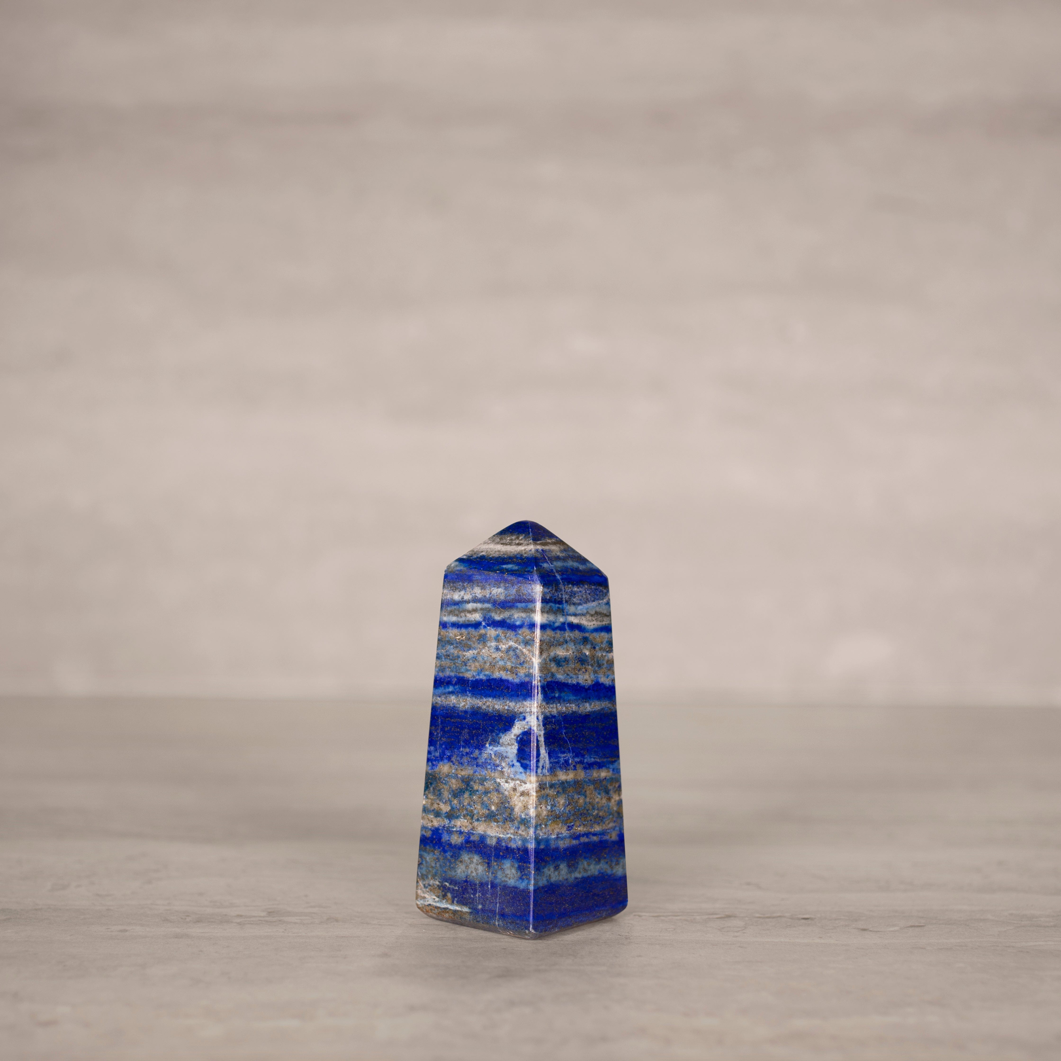 KALIFANO Gemstone Carvings Natural Lapis Lazuli Polished Obelisk from Afghanistan - 4.5" / 445 grams LPOB900.002