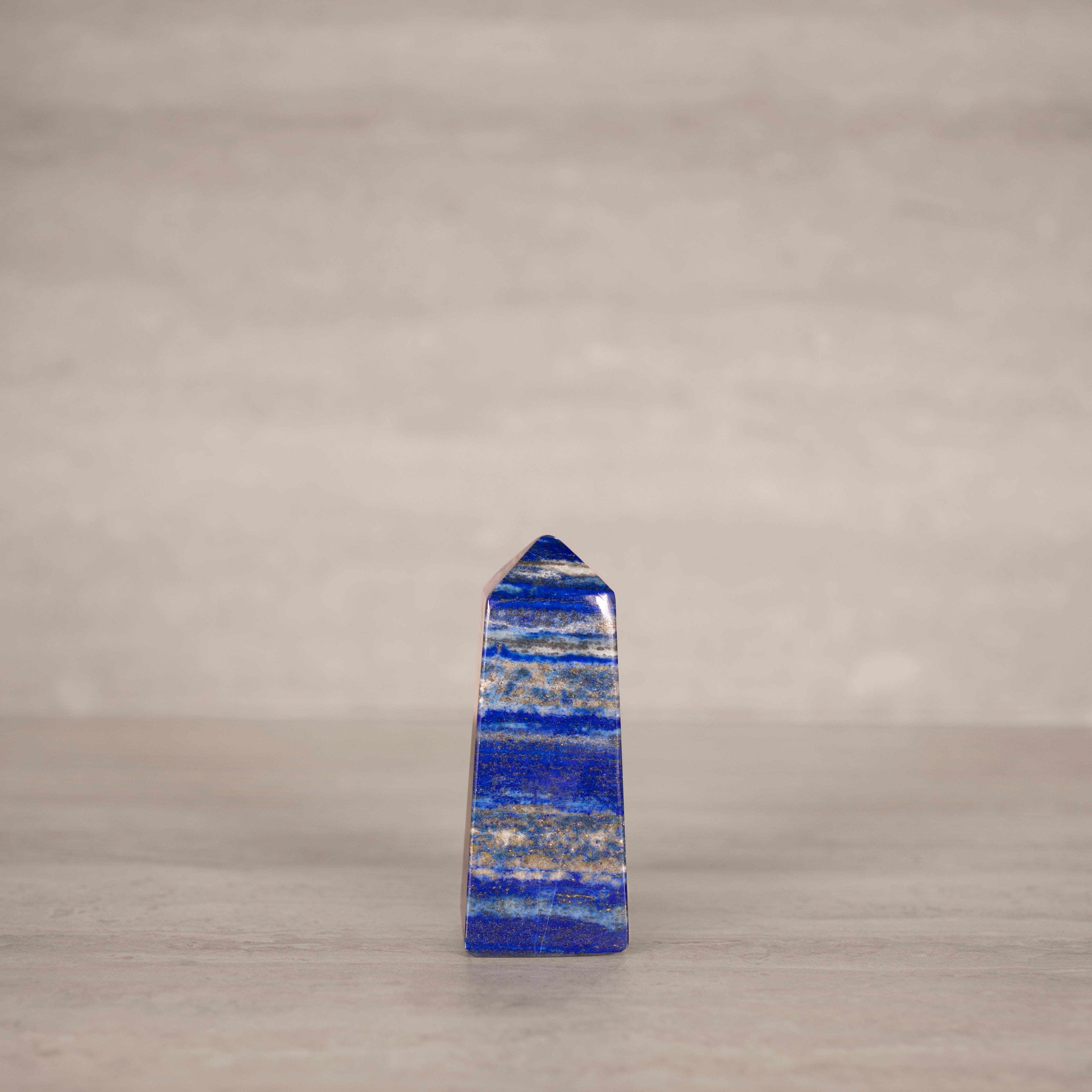 KALIFANO Gemstone Carvings Natural Lapis Lazuli Polished Obelisk from Afghanistan - 4.5" / 445 grams LPOB900.002