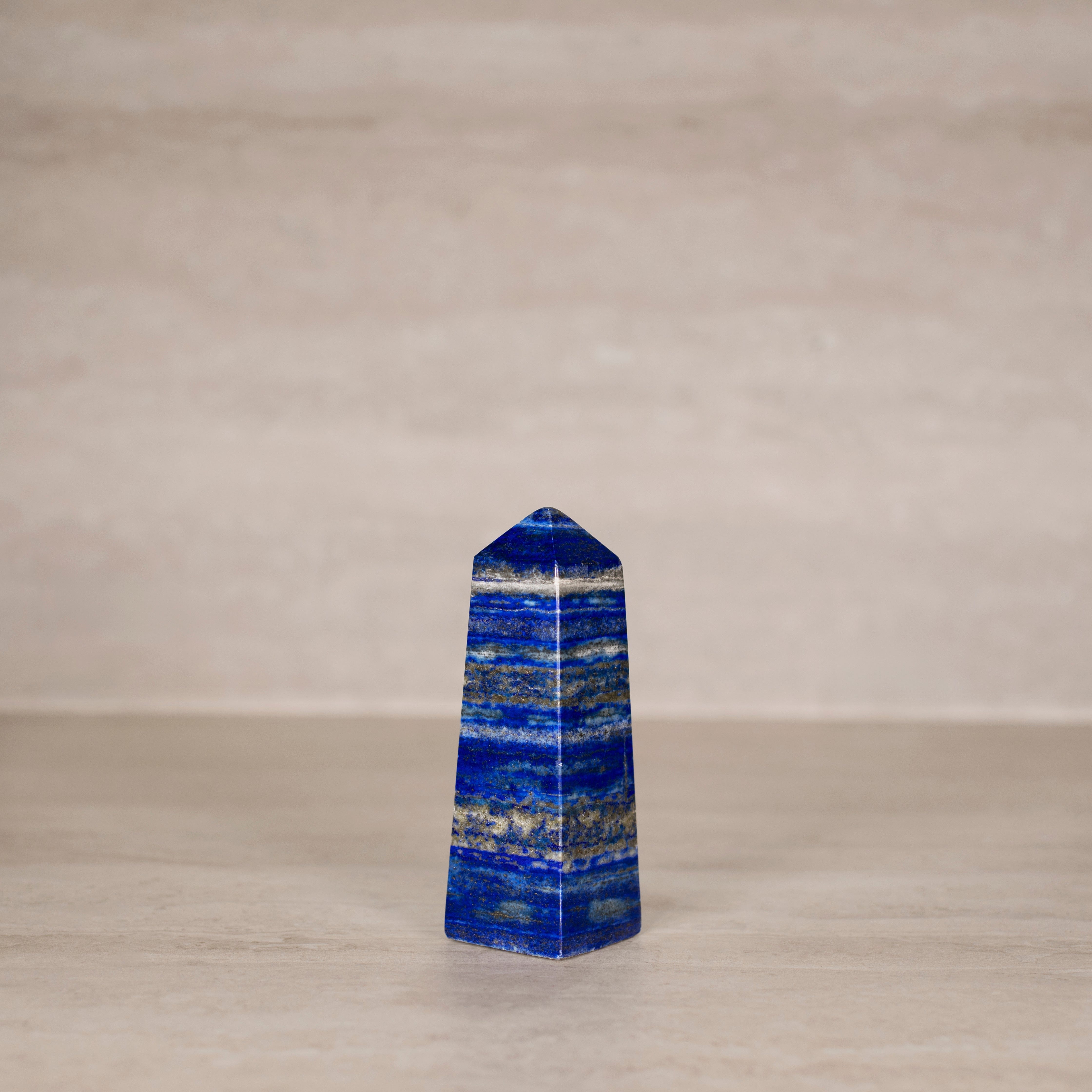 KALIFANO Gemstone Carvings Natural Lapis Lazuli Polished Obelisk from Afghanistan - 4.75" / 405 grams LPOB800.003