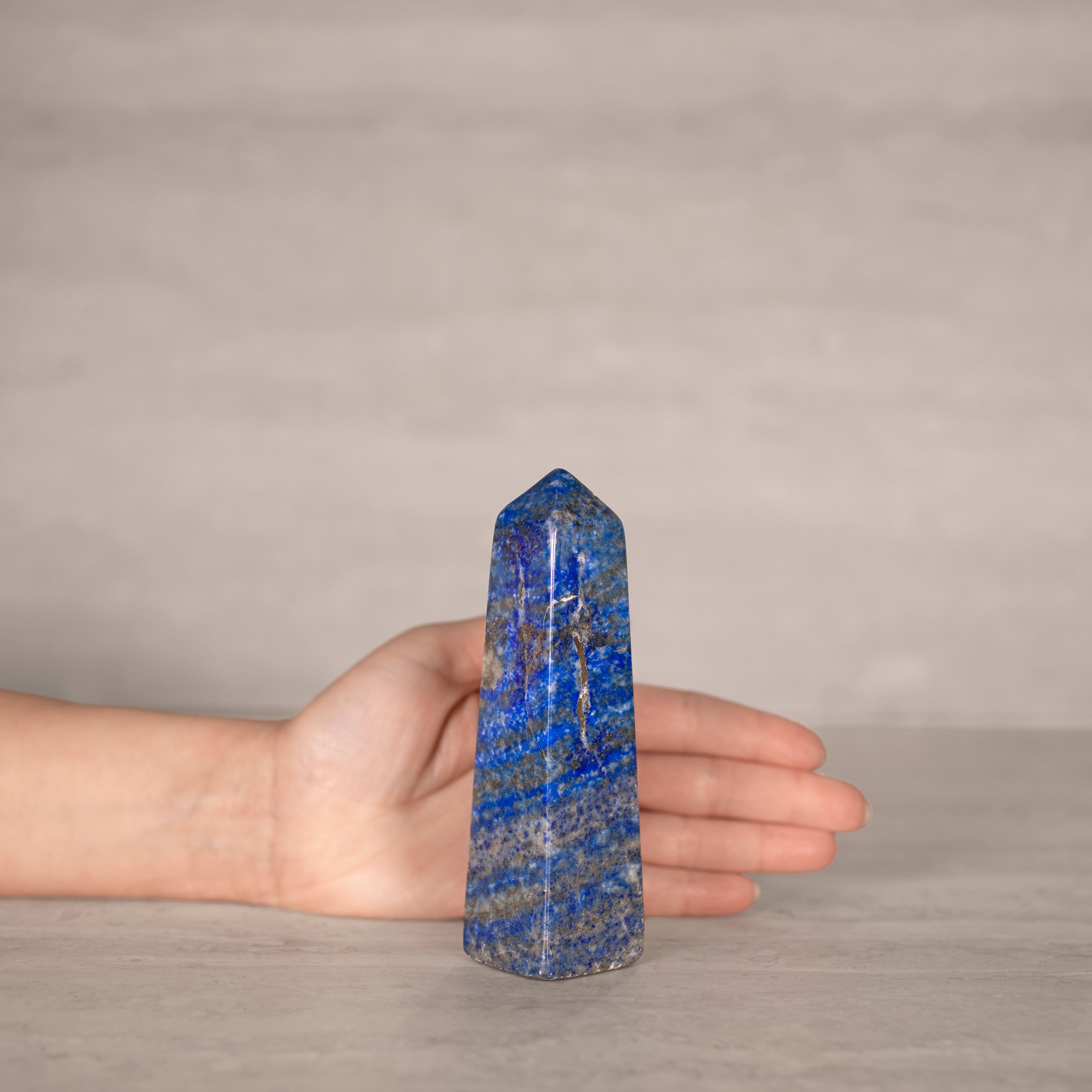 KALIFANO Gemstone Carvings Natural Lapis Lazuli Polished Obelisk from Afghanistan - 5.25" / 342 grams LPOB700.006