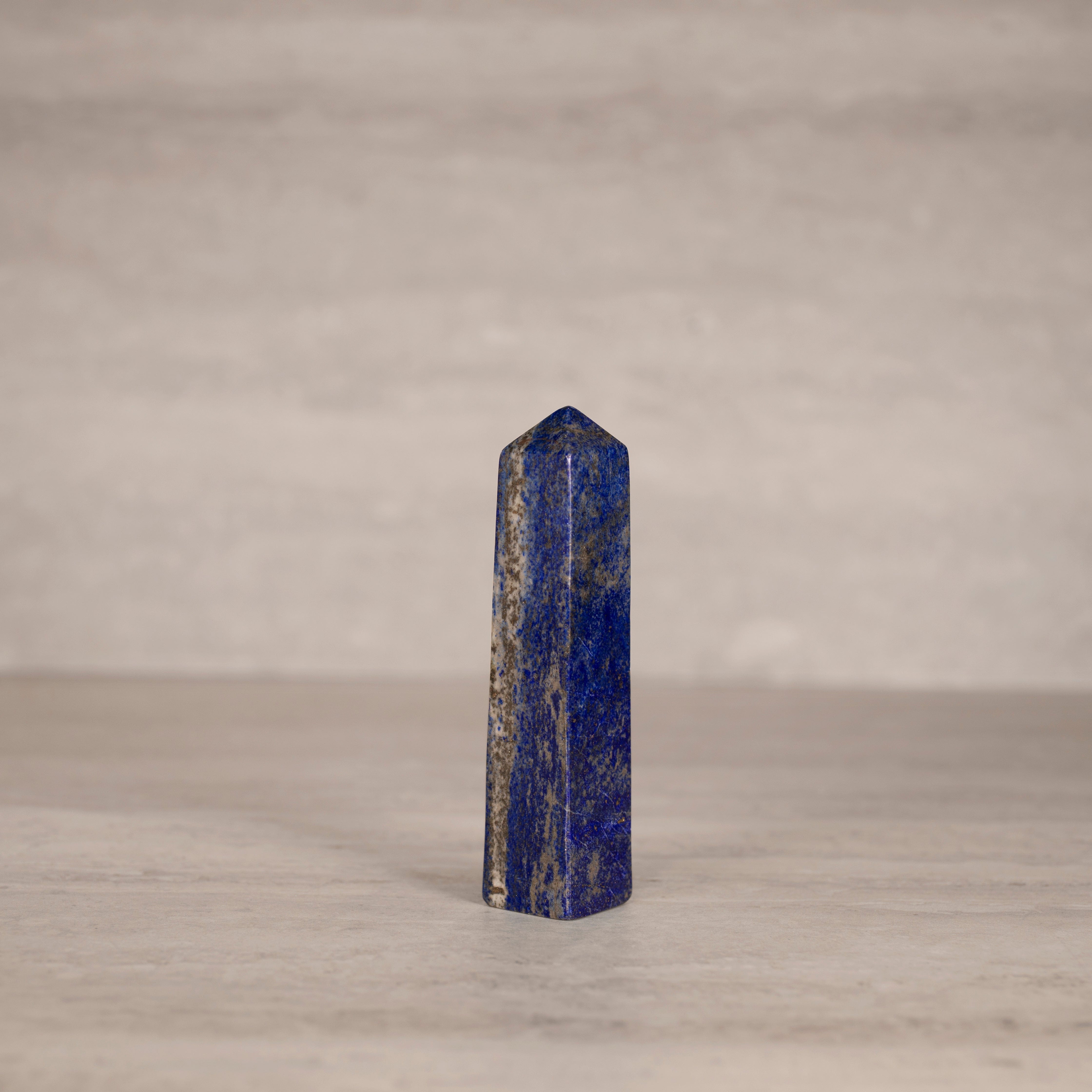 KALIFANO Gemstone Carvings Natural Lapis Lazuli Polished Obelisk from Afghanistan - 5.5" / 345 grams LPOB700.003