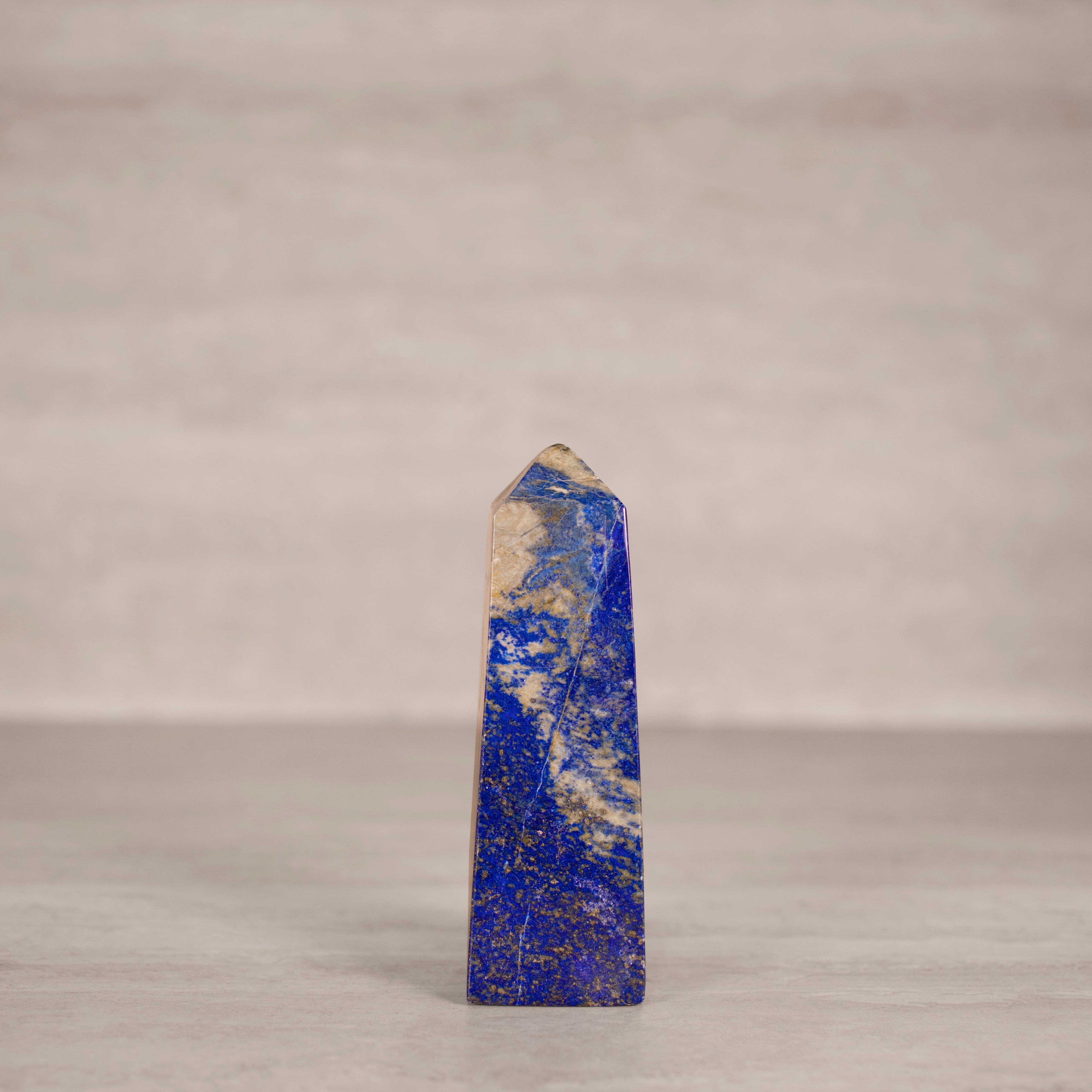 KALIFANO Gemstone Carvings Natural Lapis Lazuli Polished Obelisk from Afghanistan - 5.5" / 538 grams LPOB1100.002