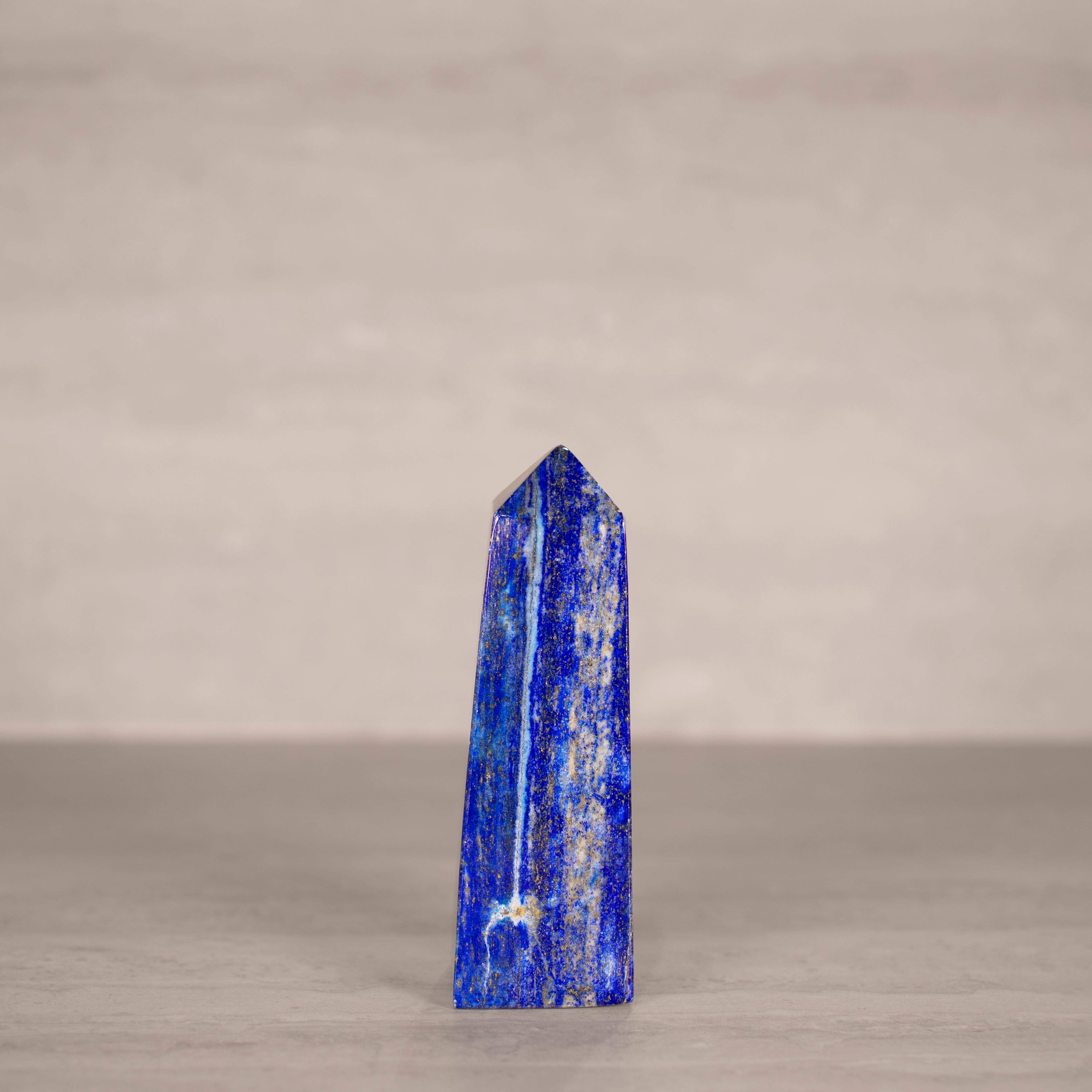 KALIFANO Gemstone Carvings Natural Lapis Lazuli Polished Obelisk from Afghanistan - 5.5" / 550 grams LPOB1200.002