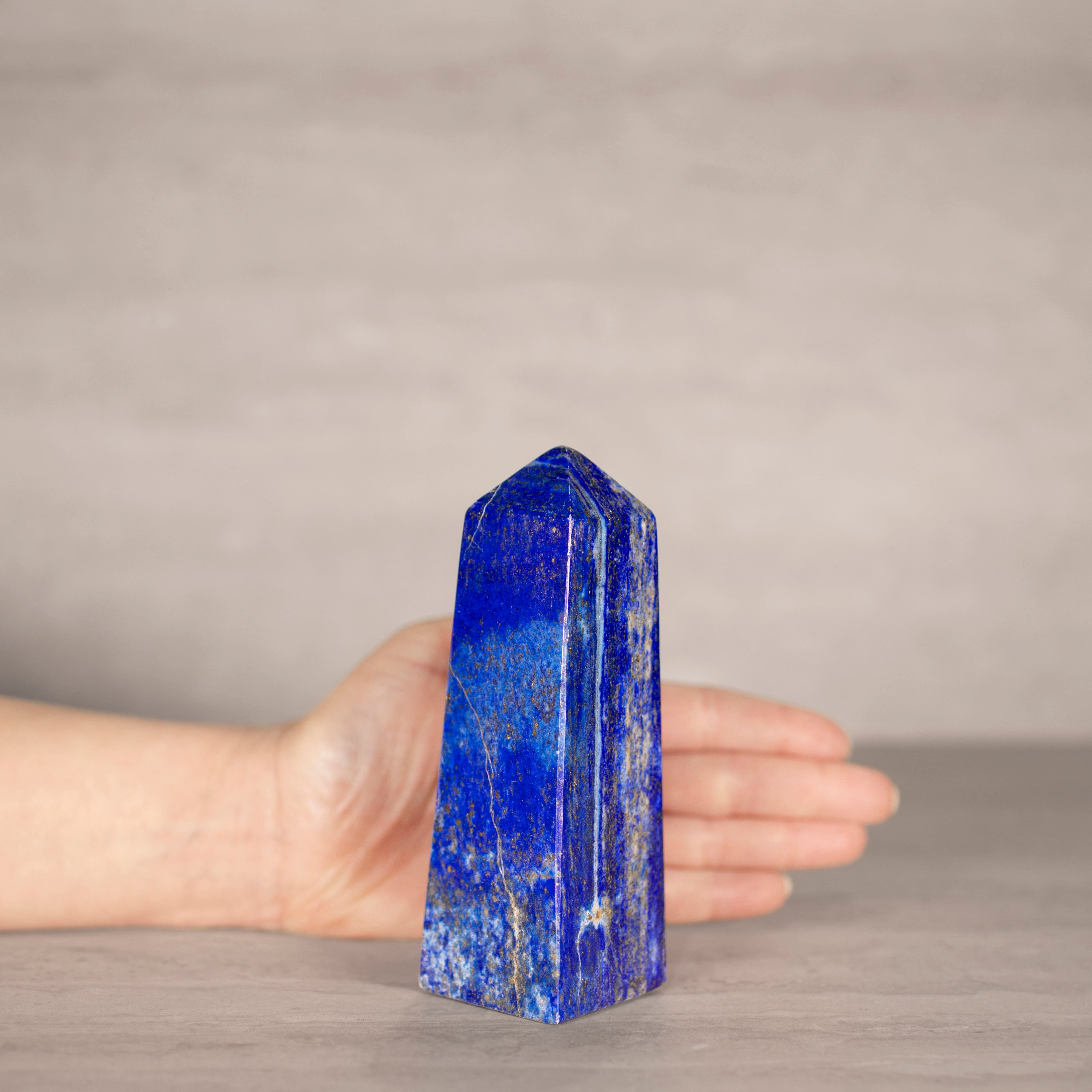 KALIFANO Gemstone Carvings Natural Lapis Lazuli Polished Obelisk from Afghanistan - 5.5" / 550 grams LPOB1200.002