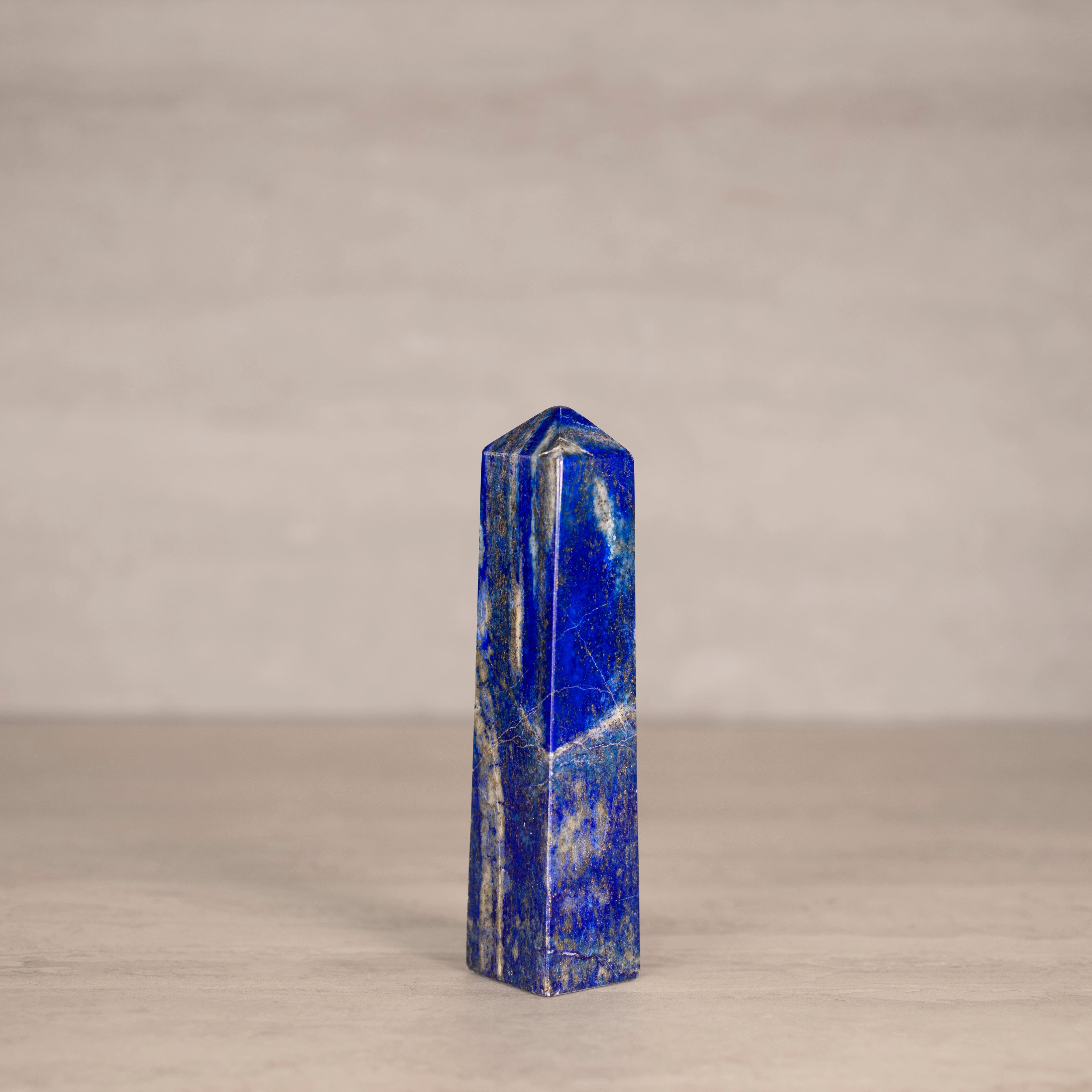KALIFANO Gemstone Carvings Natural Lapis Lazuli Polished Obelisk from Afghanistan - 5.75" / 370 grams LPOB800.002
