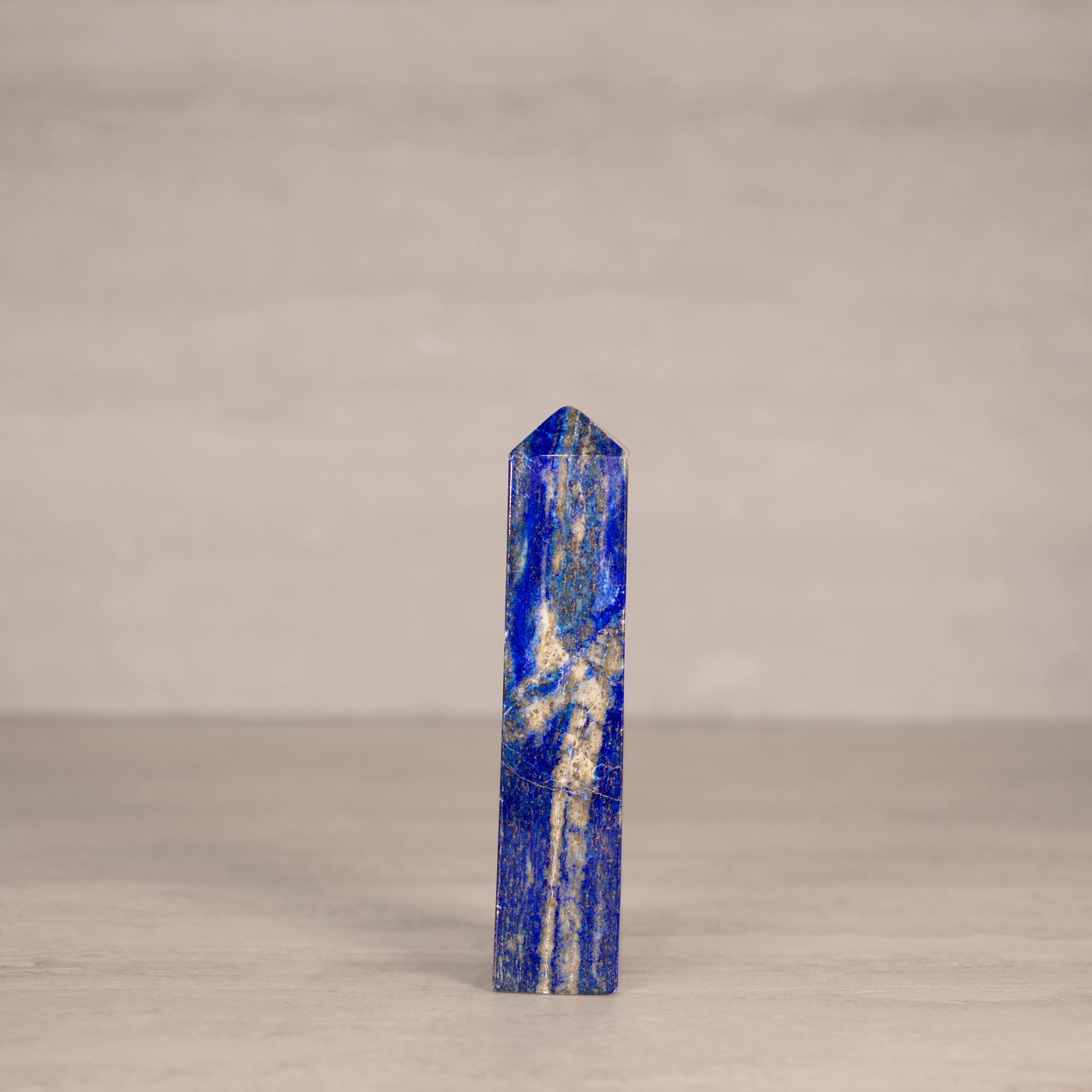 KALIFANO Gemstone Carvings Natural Lapis Lazuli Polished Obelisk from Afghanistan - 5.75" / 370 grams LPOB800.002