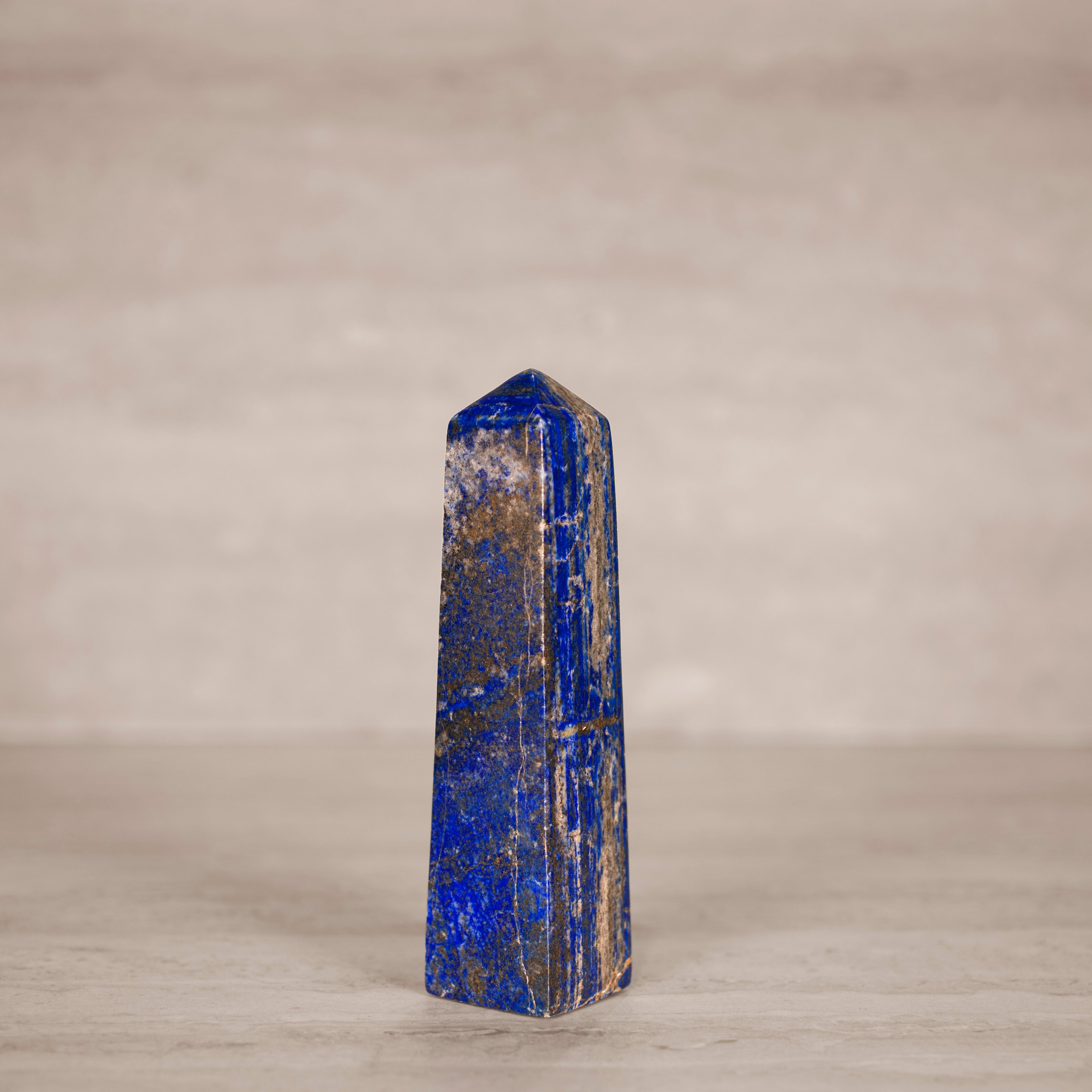 KALIFANO Gemstone Carvings Natural Lapis Lazuli Polished Obelisk from Afghanistan - 6" / 480 grams LPOB1000.001