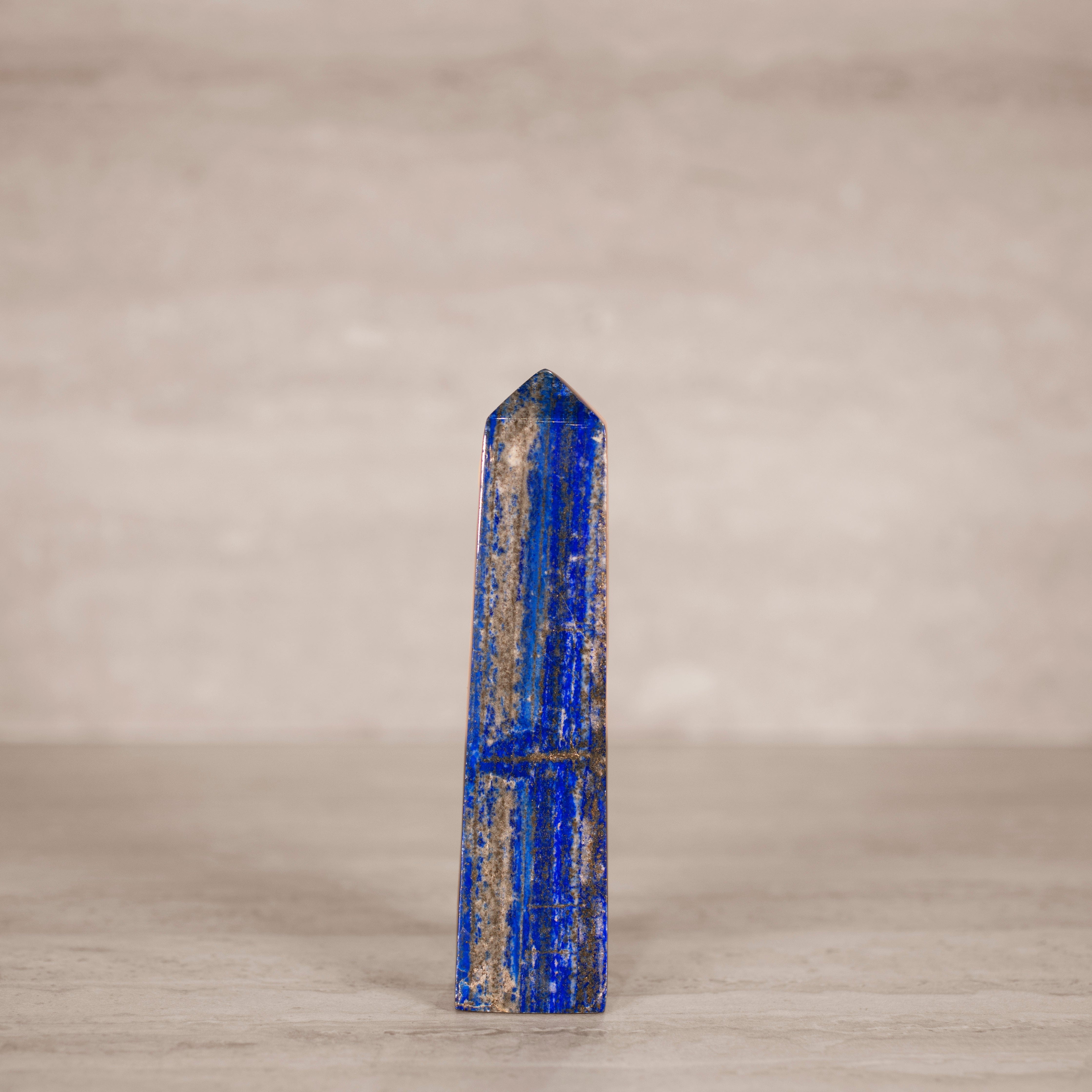KALIFANO Gemstone Carvings Natural Lapis Lazuli Polished Obelisk from Afghanistan - 6" / 480 grams LPOB1000.001