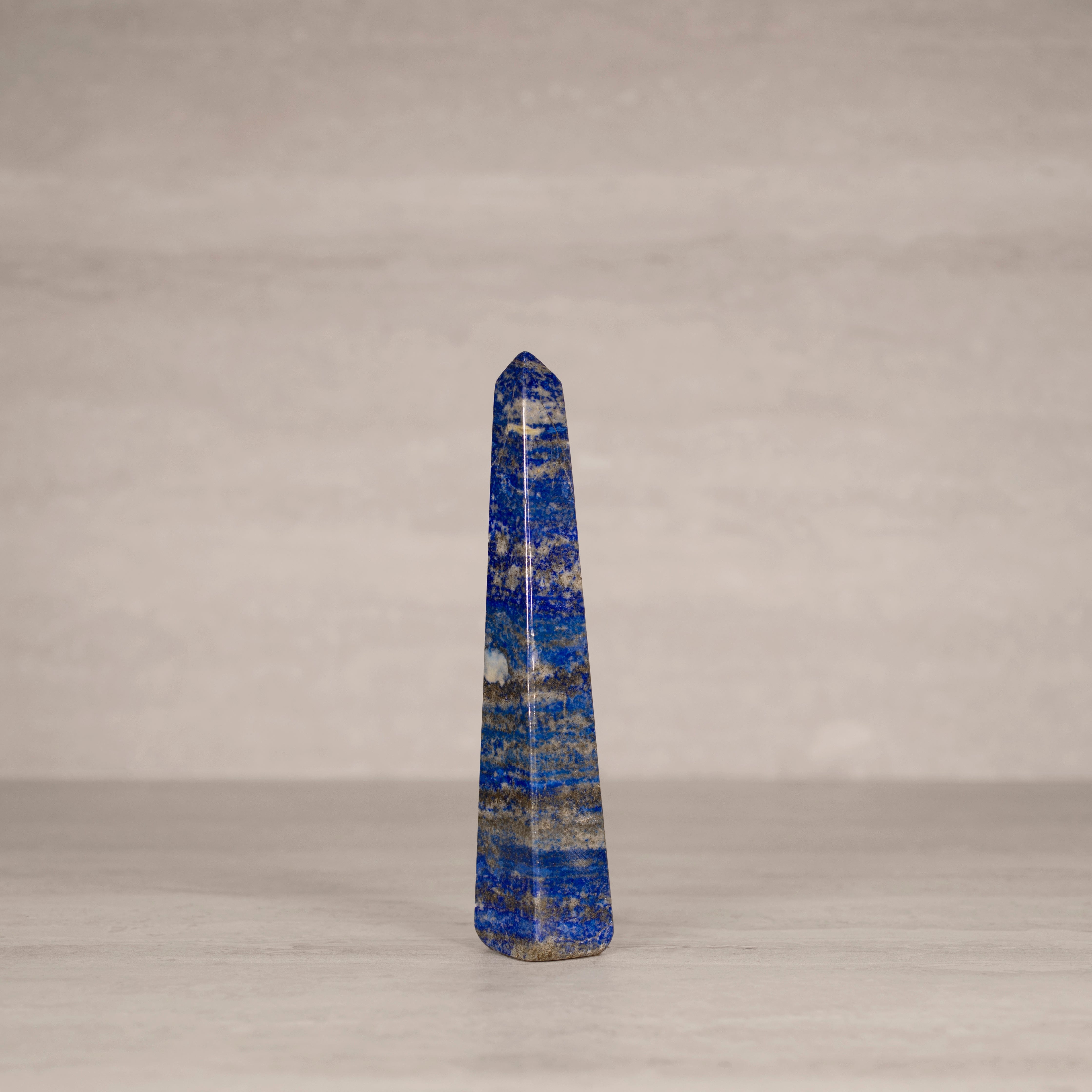 KALIFANO Gemstone Carvings Natural Lapis Lazuli Polished Obelisk from Afghanistan - 8" / 372 grams LPOB800.001