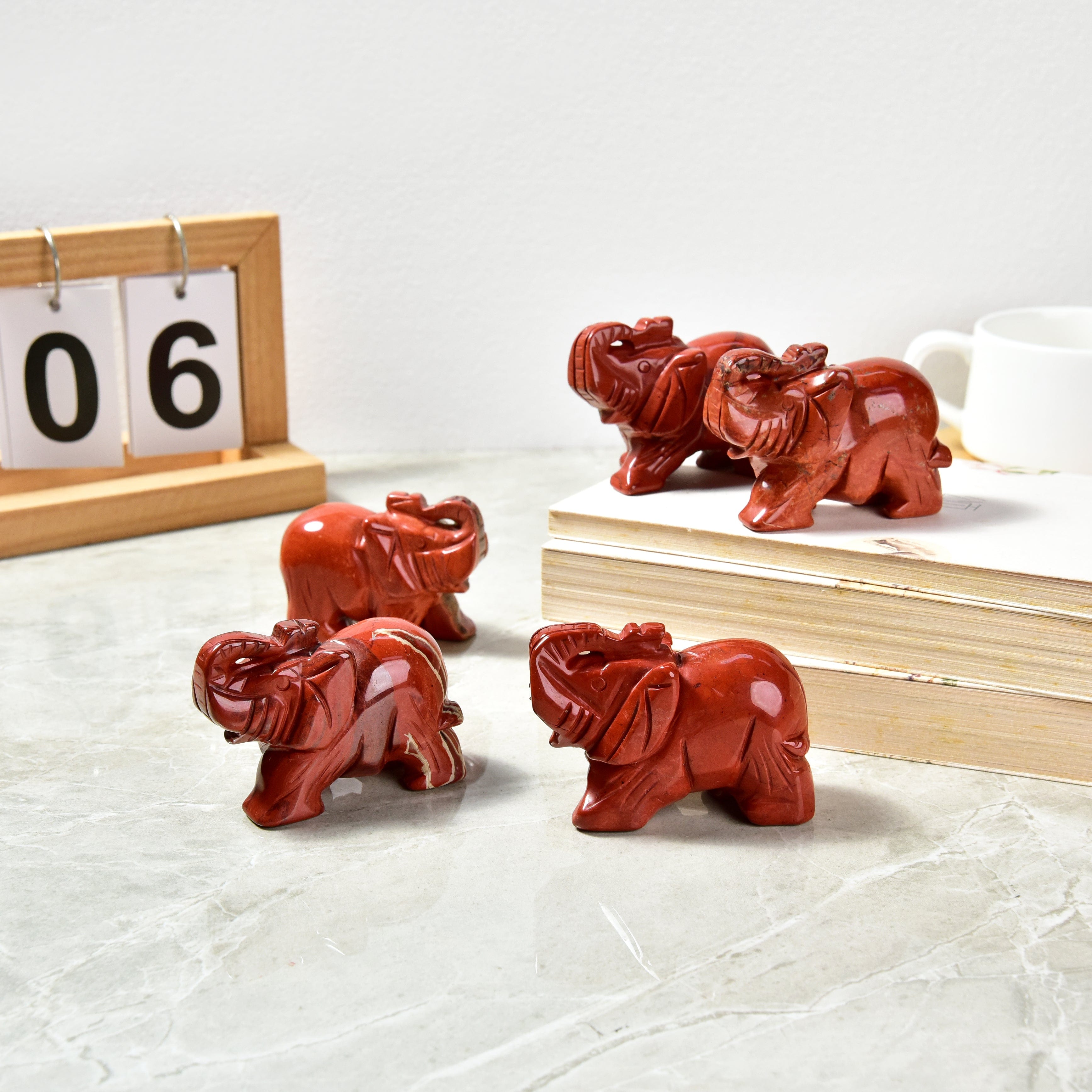 Kalifano Gemstone Carvings Red Jasper Elephant Carving CV35-E-RJ
