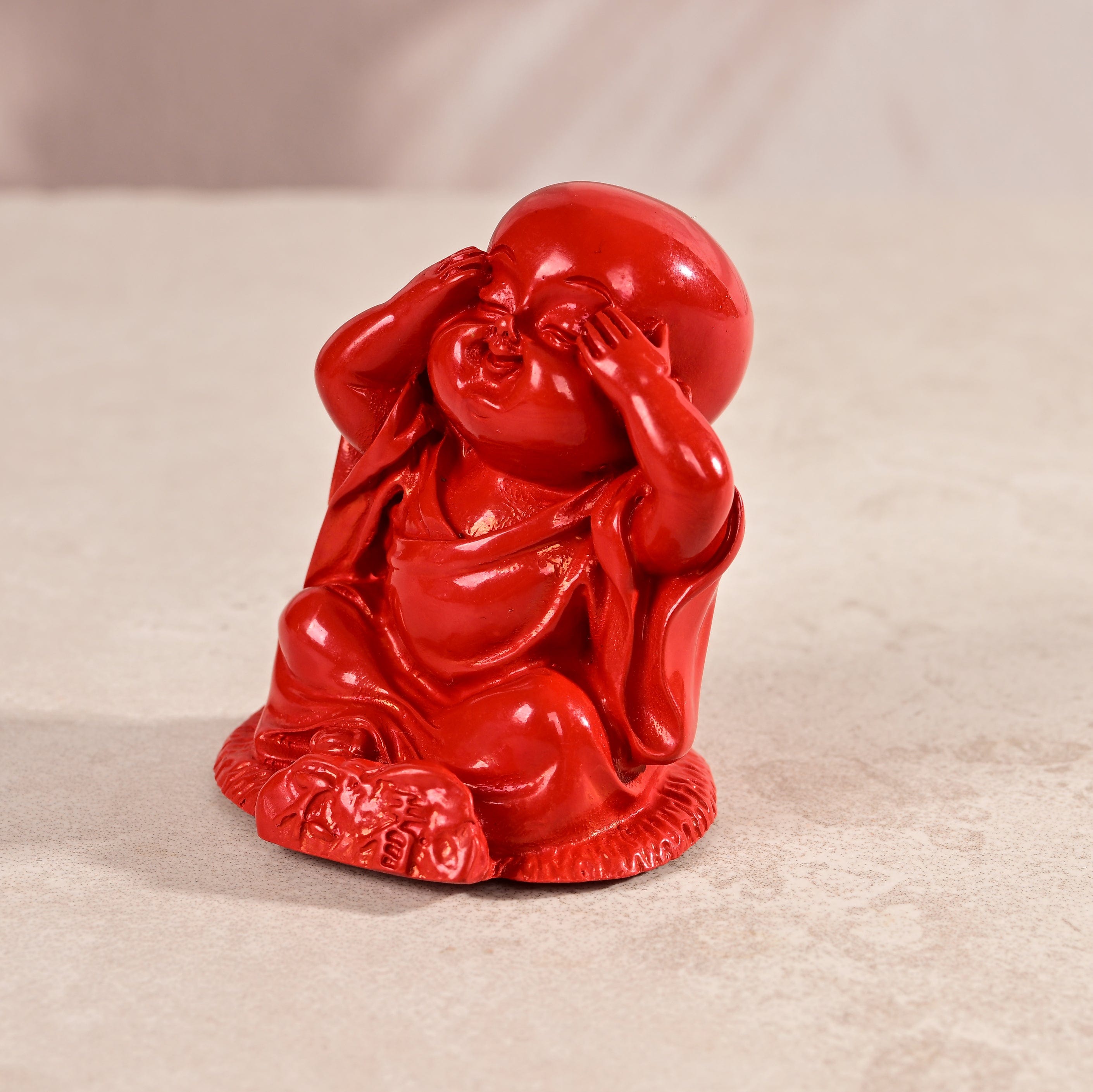 KALIFANO Gemstone Carvings See No Evil Buddha Cinnabar Carving CBAR135