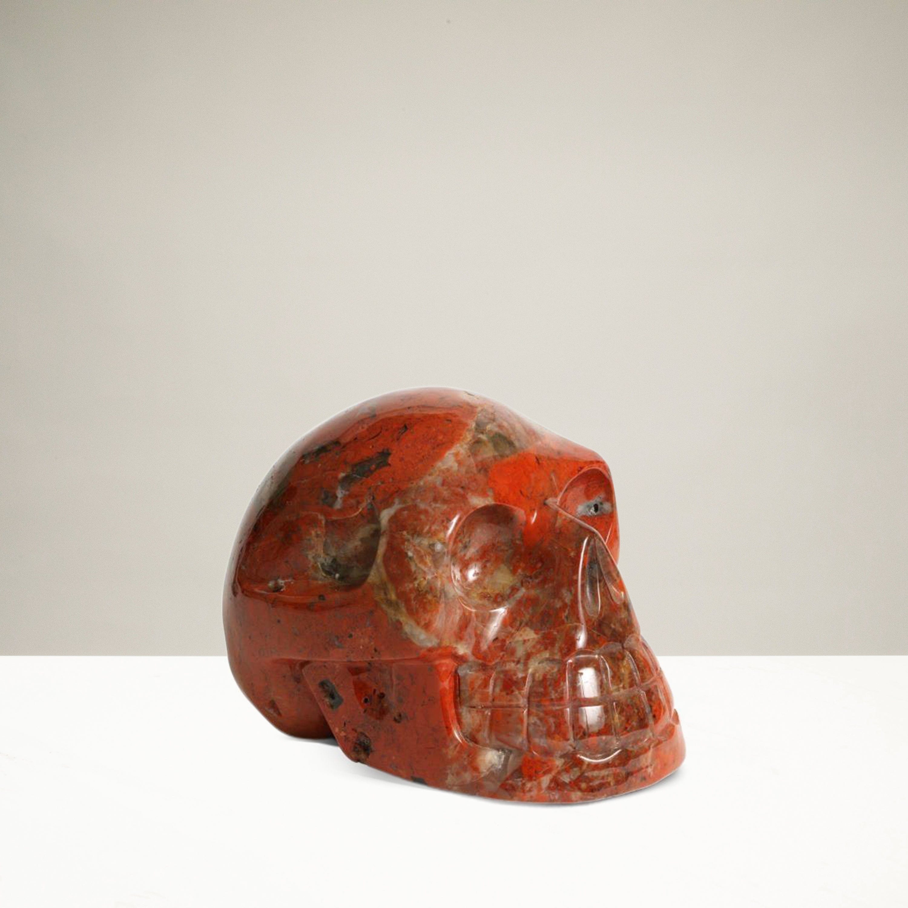 Kalifano Gemstone Carvings SKULL2400.011 - Hand Carved Brecciated Jasper Skull-Brazil- 4,360 Grams 7.5" x 5" x 5.5" SKULL2400.011